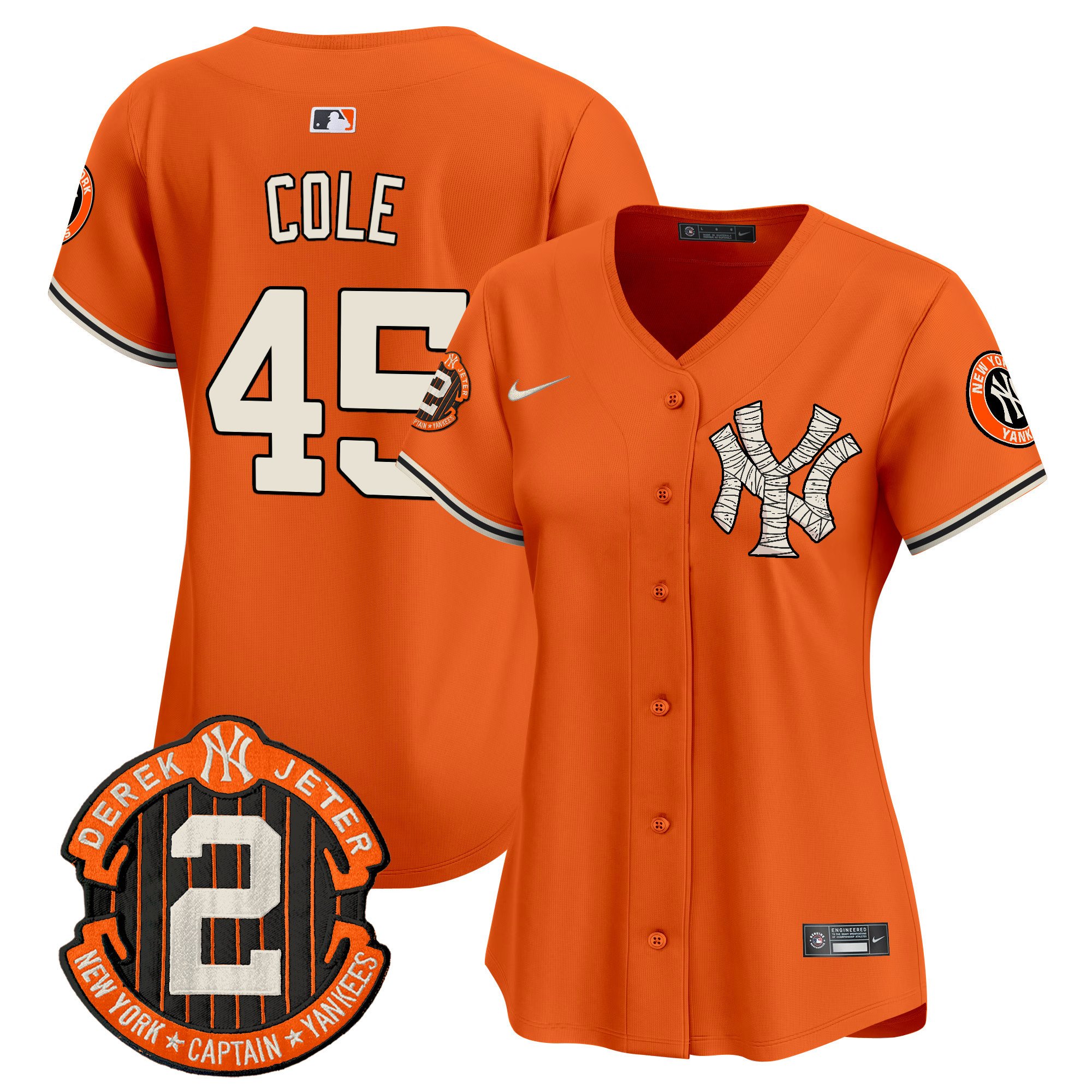 Women's Gerrit Cole New York Yankees Halloween Vapor Premier Limited Orange Jersey - All Stitched