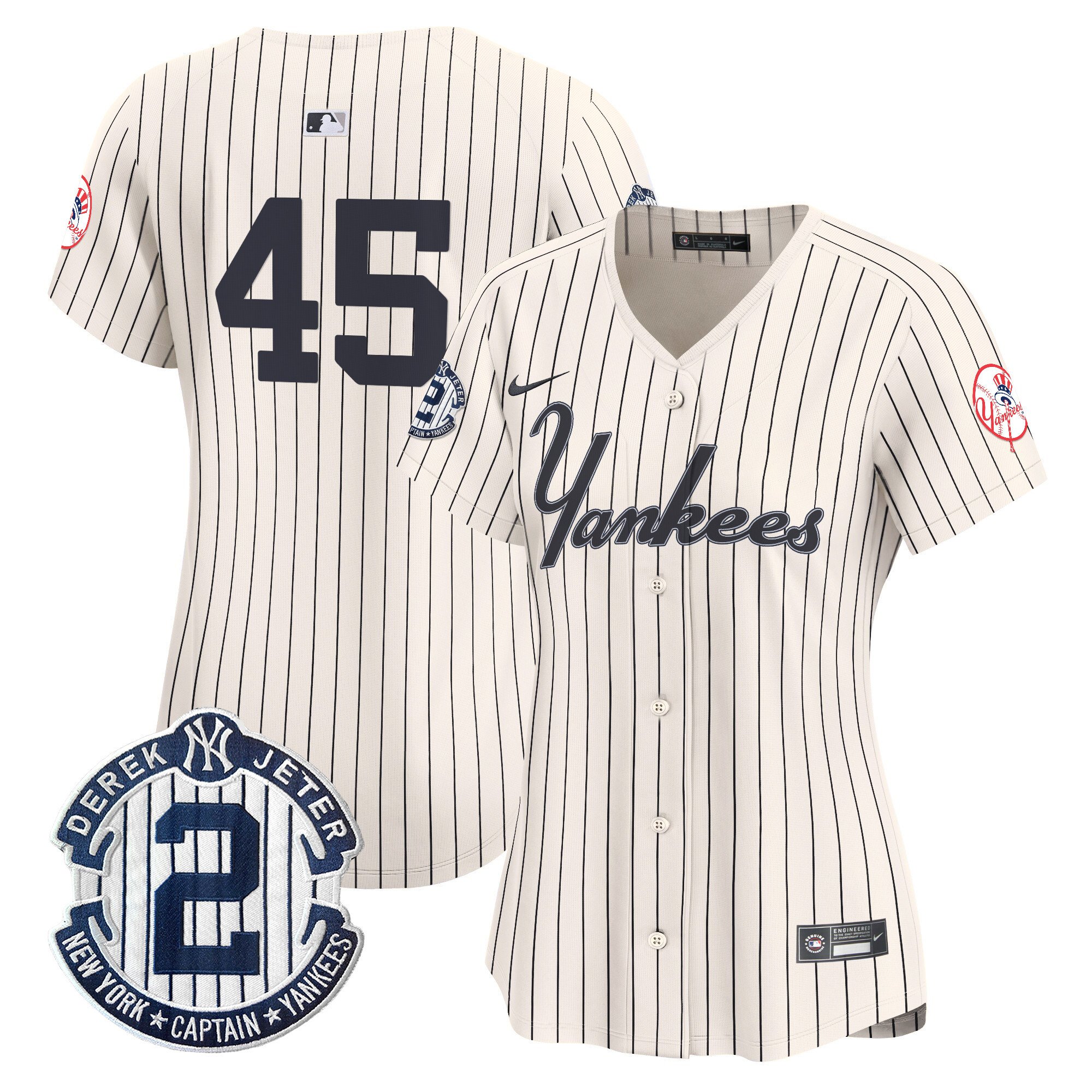 Women's Gerrit Cole New York Yankees Throwback Vapor Premier Limited Pinstripe Cream Jersey V2 - All Stitched