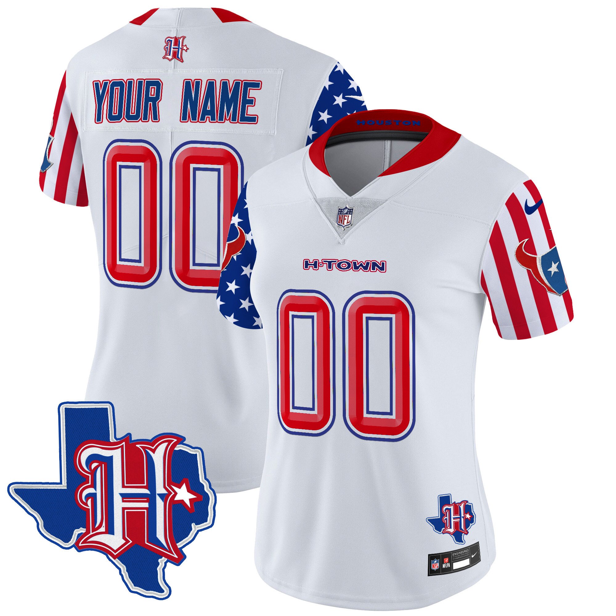 Women's Houston Texans American Style Vapor Limited Custom White Jersey - All Stitched