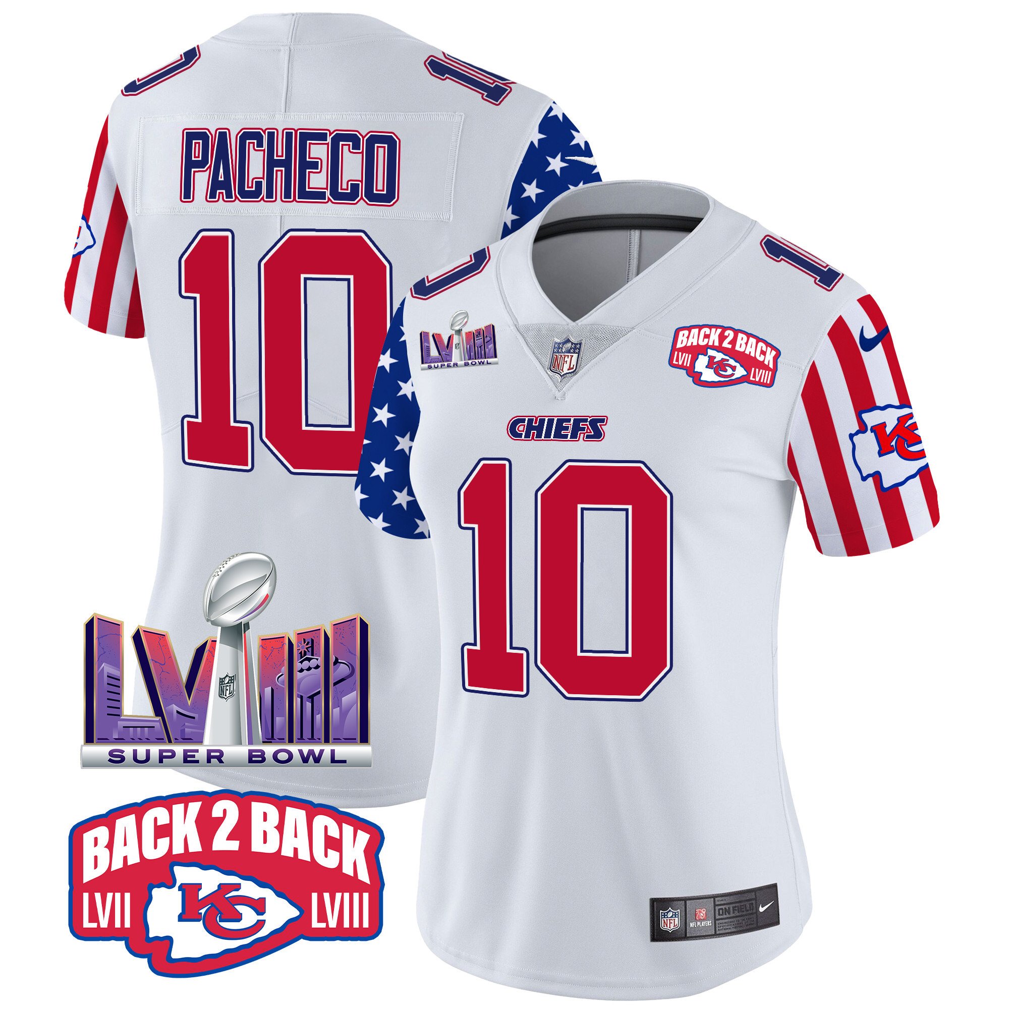 Women's Isiah Pacheco Kansas City Chiefs American Style Vapor Limited White Jersey - All Stitched