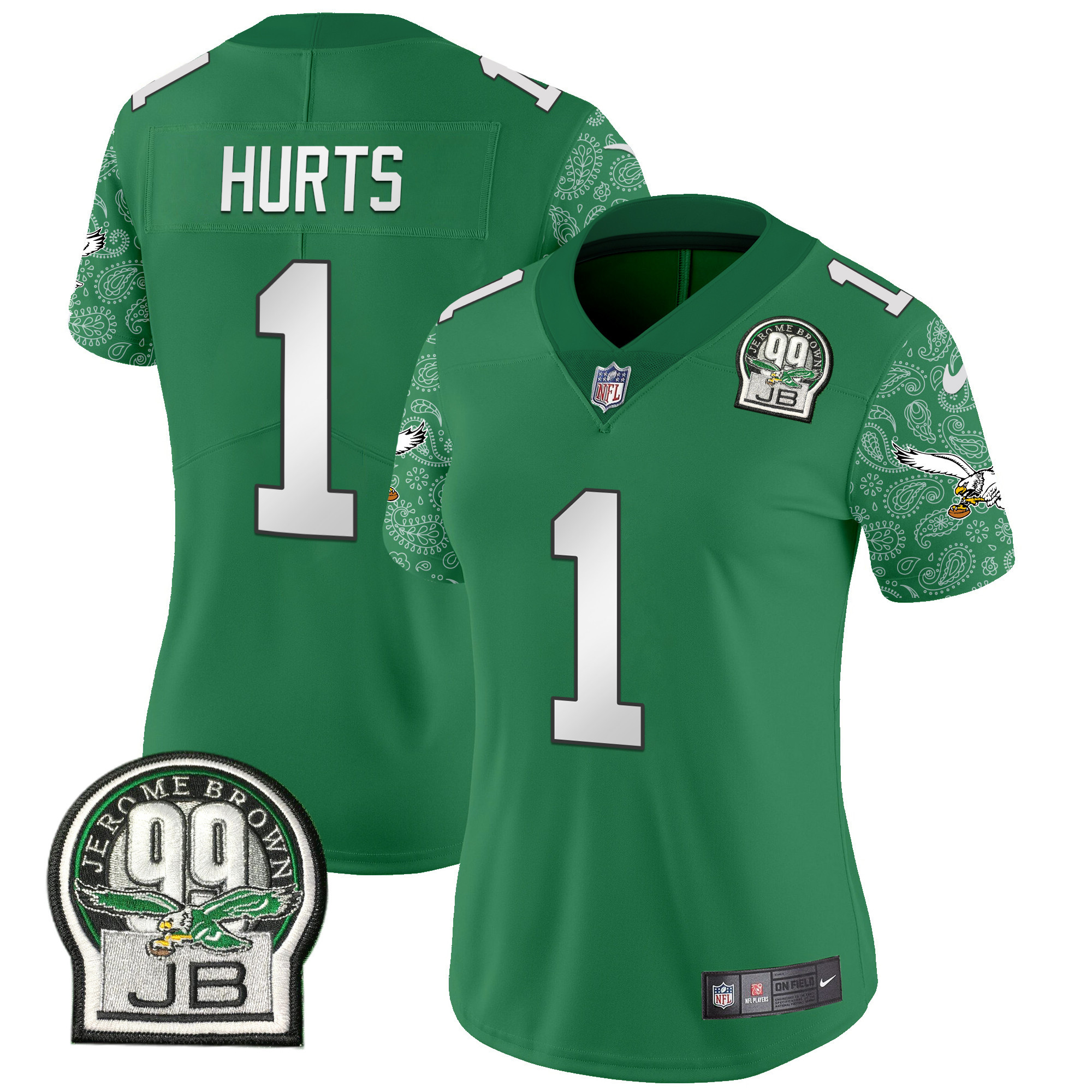 Women's Jalen Hurts Philadelphia Eagles Kelly Green Vapor Limited Kelly Green Jersey V4 - All Stitched