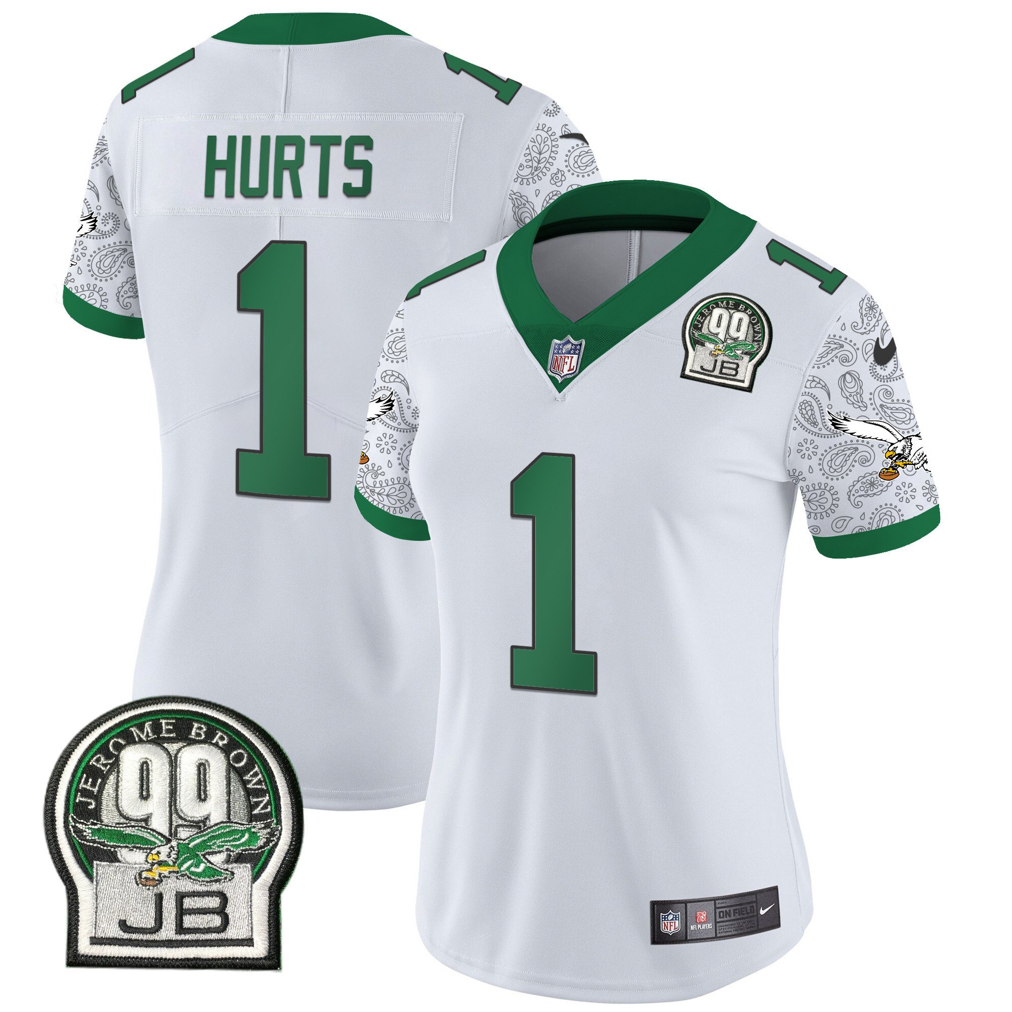 Women's Jalen Hurts Philadelphia Eagles Kelly Green Vapor Limited Kelly White Jersey V4 - All Stitched