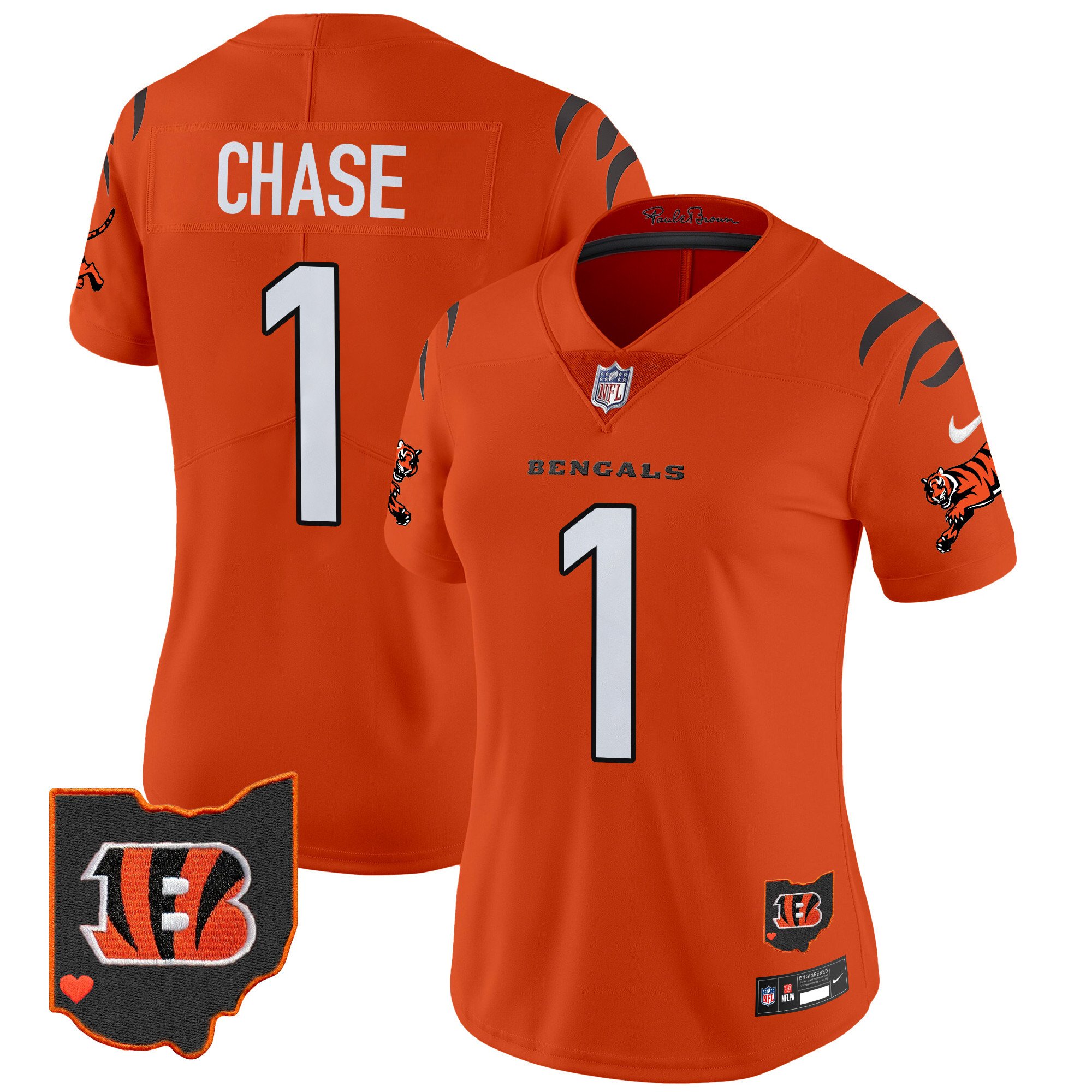 Women's Ja'Marr Chase Cincinnati Bengals 2024 Vapor Limited Orange Jersey - All Stitched