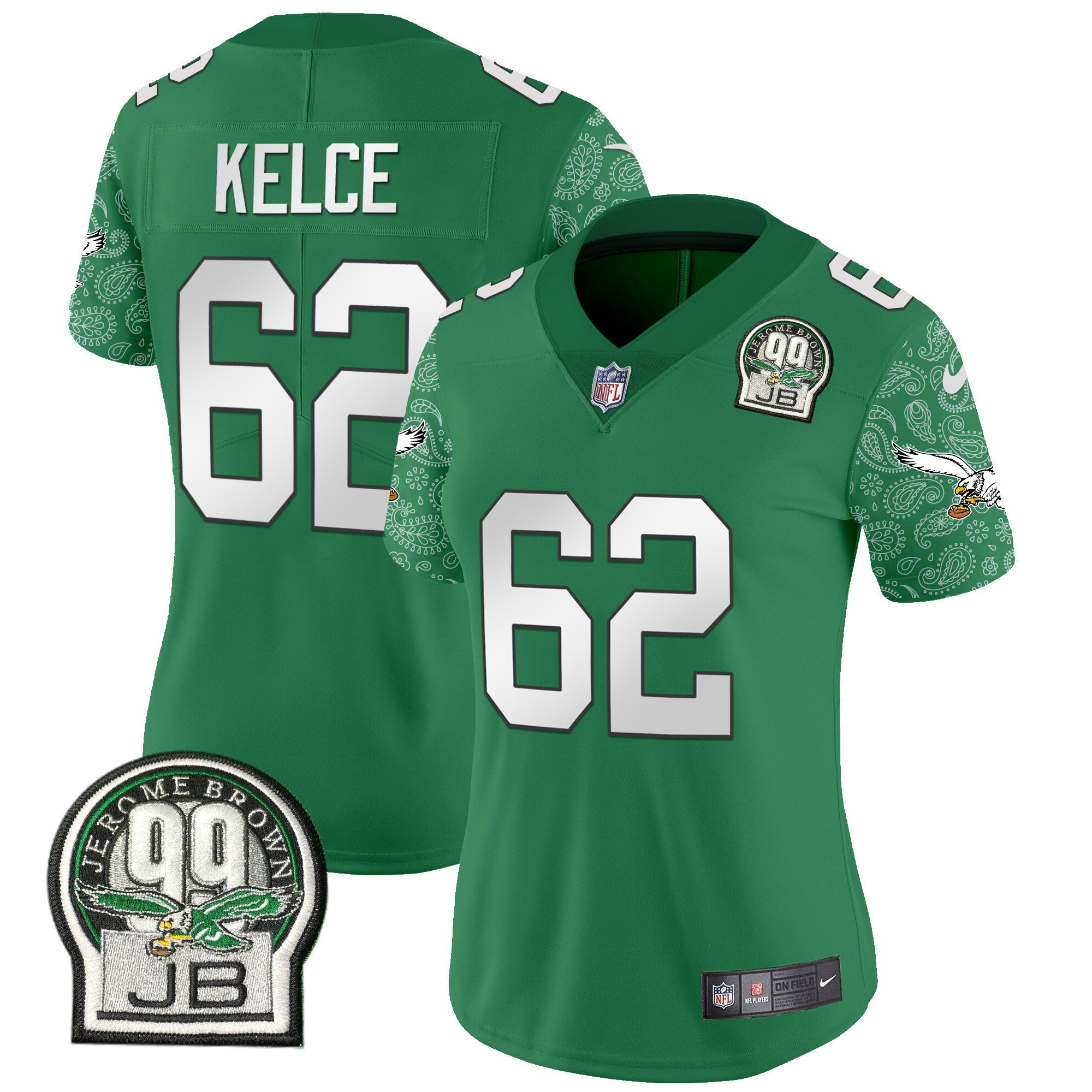 Women's Jason Kelce Philadelphia Eagles Kelly Green Vapor Limited Kelly Green Jersey V4 - All Stitched