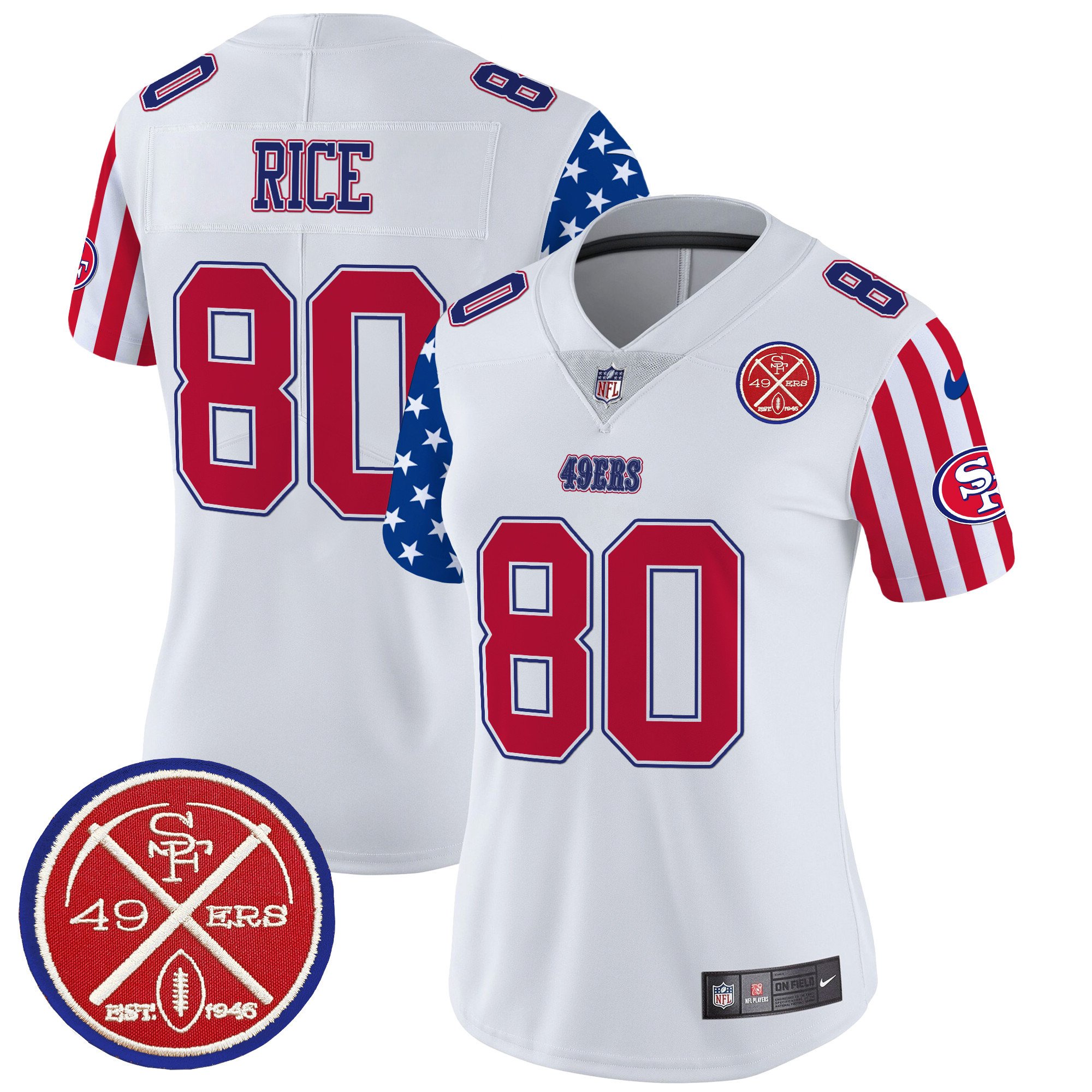 Women's Jerry Rice San Francisco 49ers American Style Vapor Limited White Jersey - All Stitched