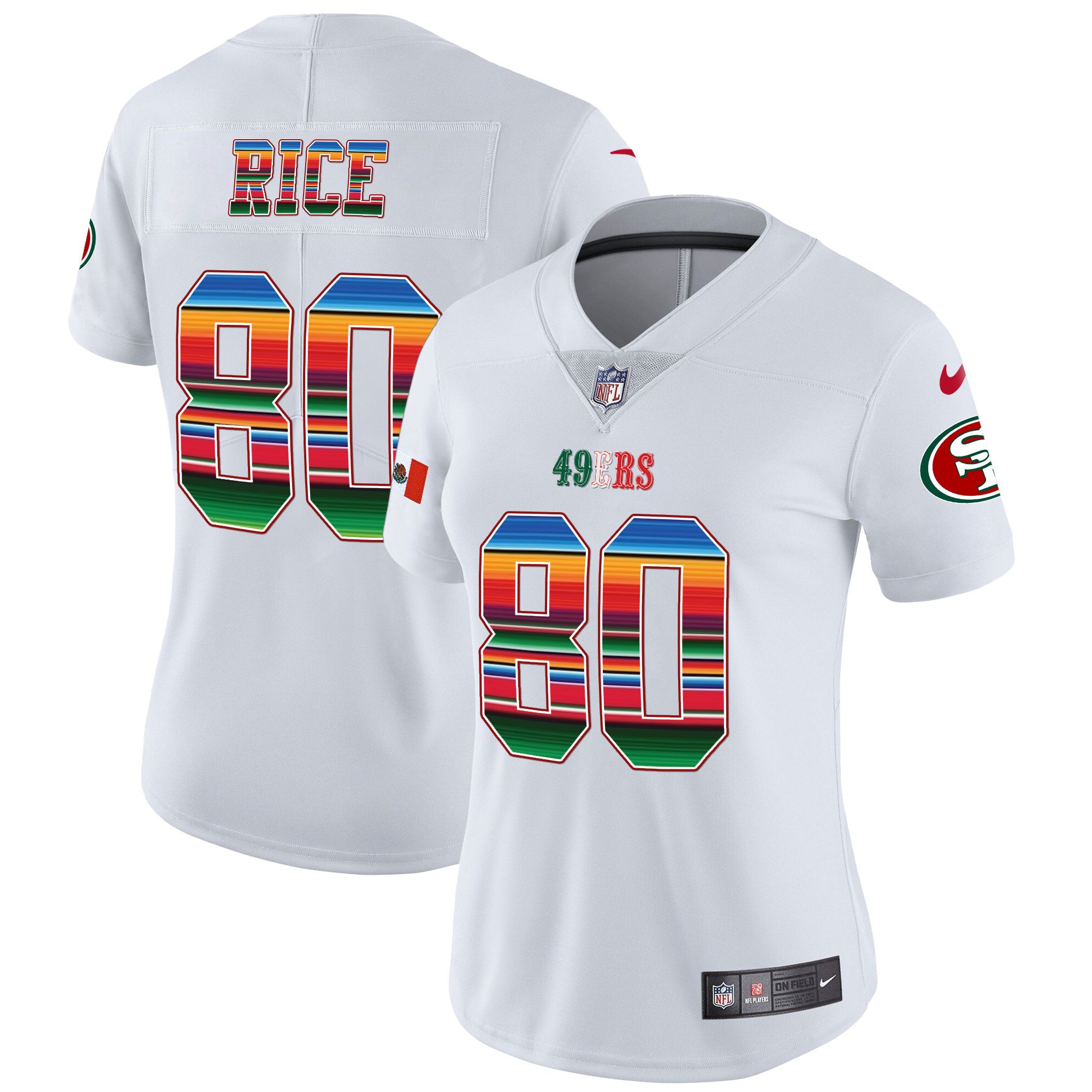 Women's Jerry Rice San Francisco 49ers Mexico Vapor White Jersey V3 - All Stitched