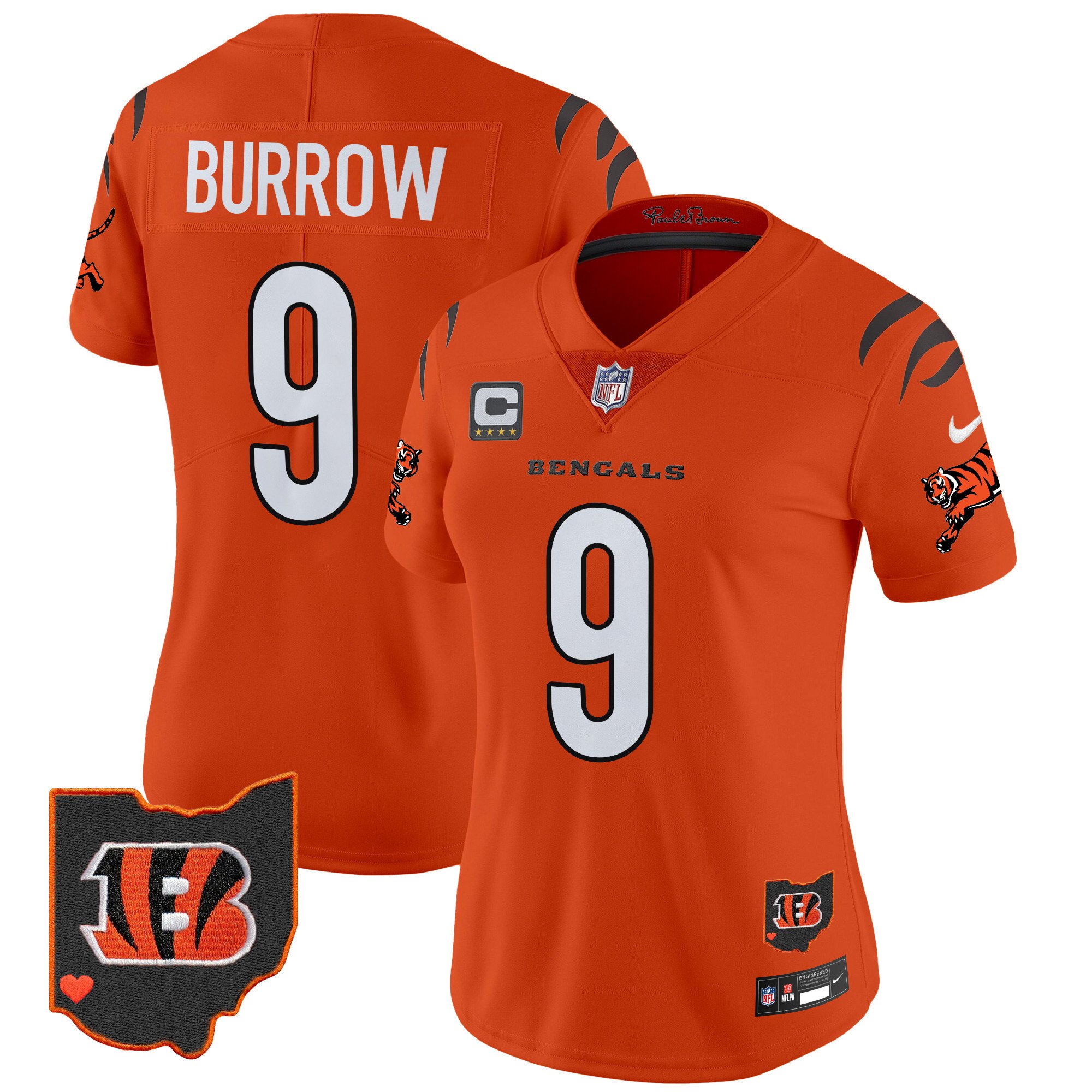 Women's Joe Burrow Cincinnati Bengals 2024 Vapor Limited Orange Jersey - All Stitched