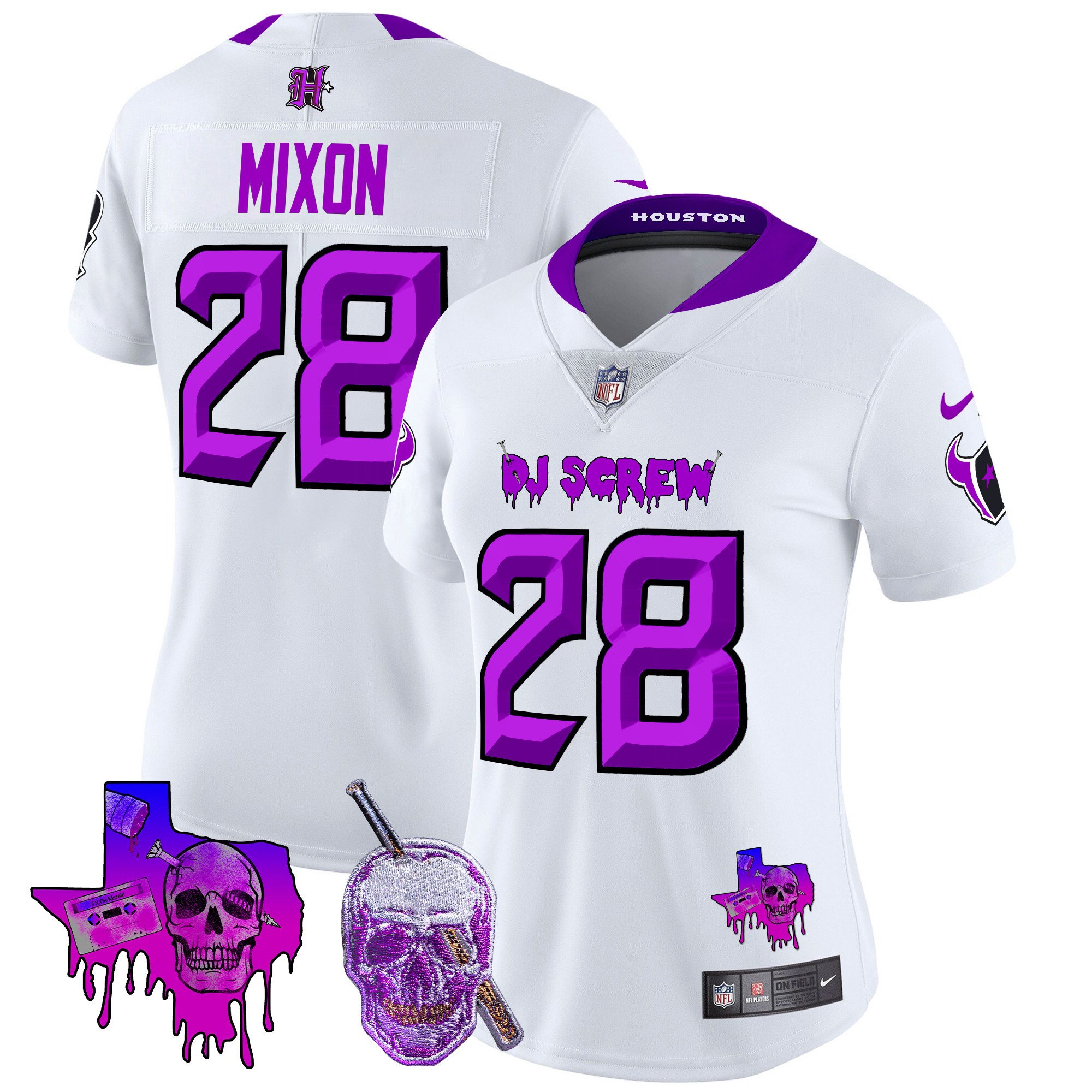 Women's Joe Mixon Houston Texans DJ Screw Vapor Limited White Jersey - All Stitched
