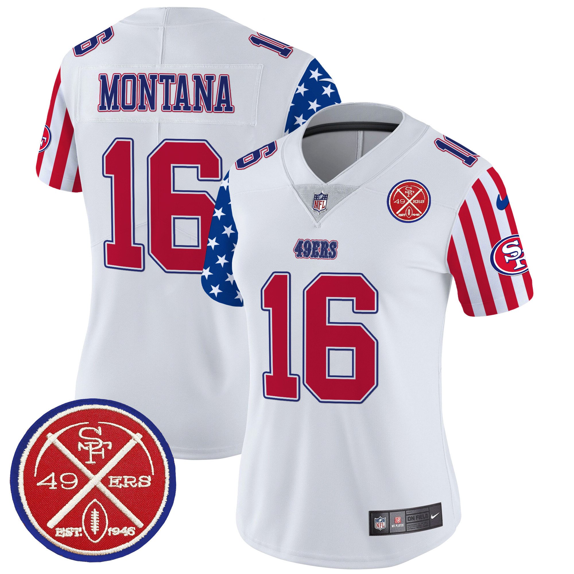 Women's Joe Montana San Francisco 49ers American Style Vapor Limited White Jersey - All Stitched