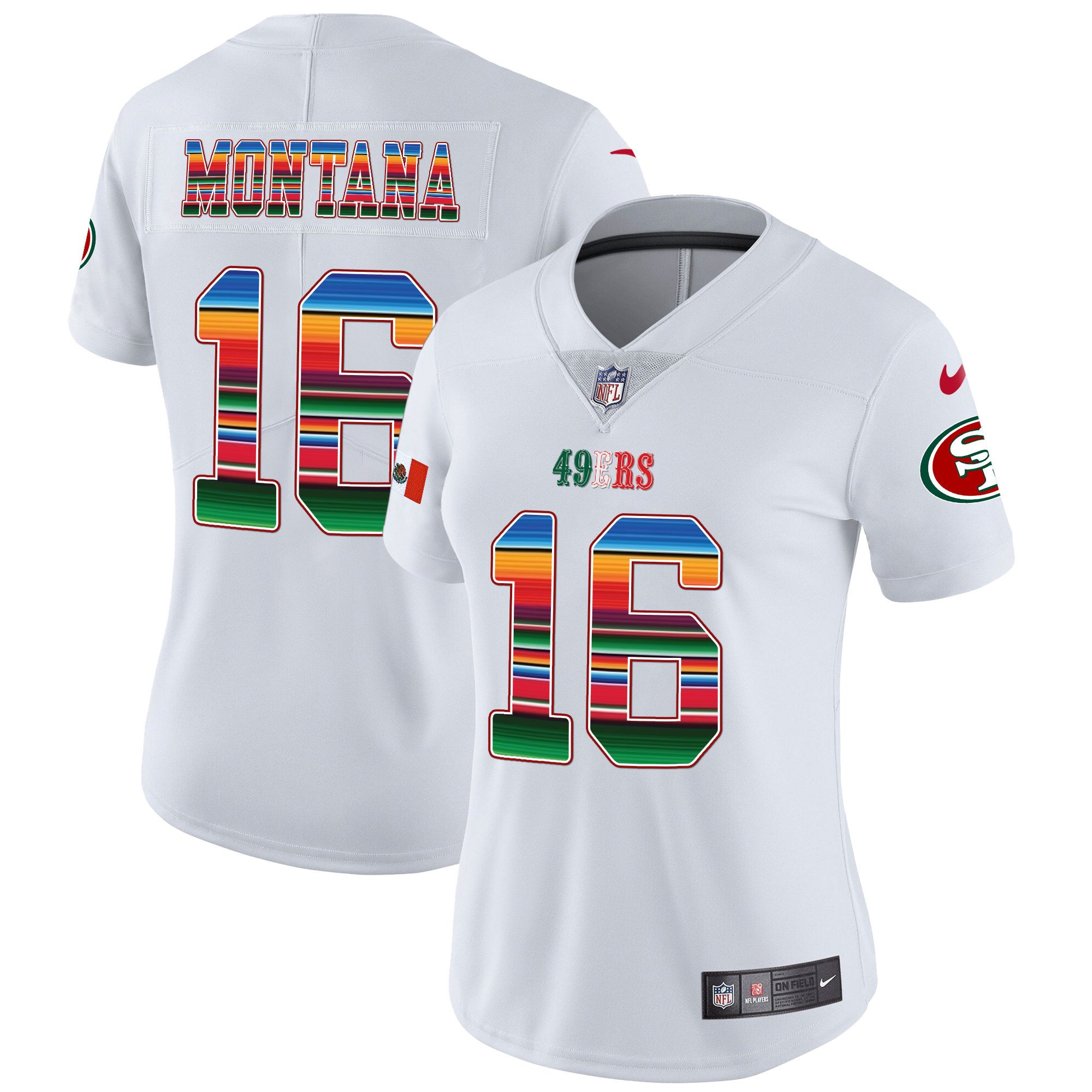 Women's Joe Montana San Francisco 49ers Mexico Vapor White Jersey V3 - All Stitched
