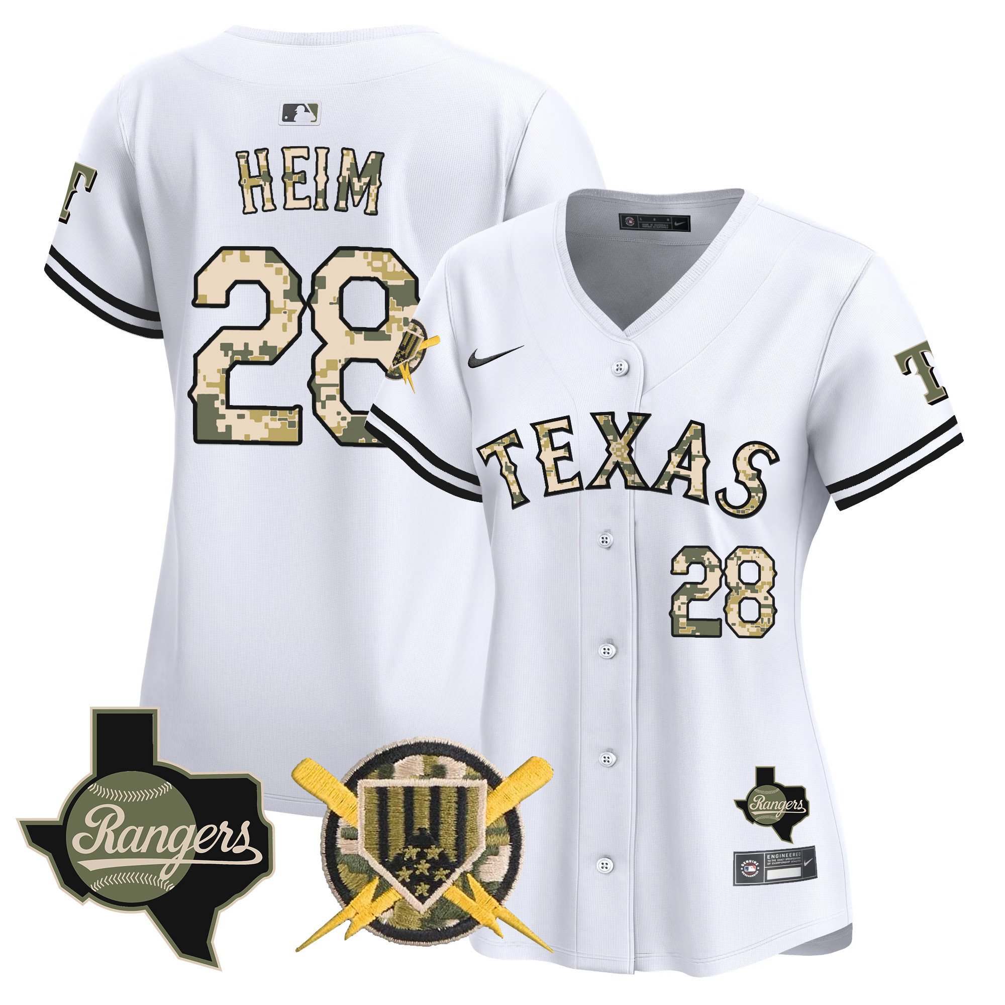 Women's Jonah Heim Texas Rangers Armed Forces Day Vapor Premier Limited White Jersey - All Stitched
