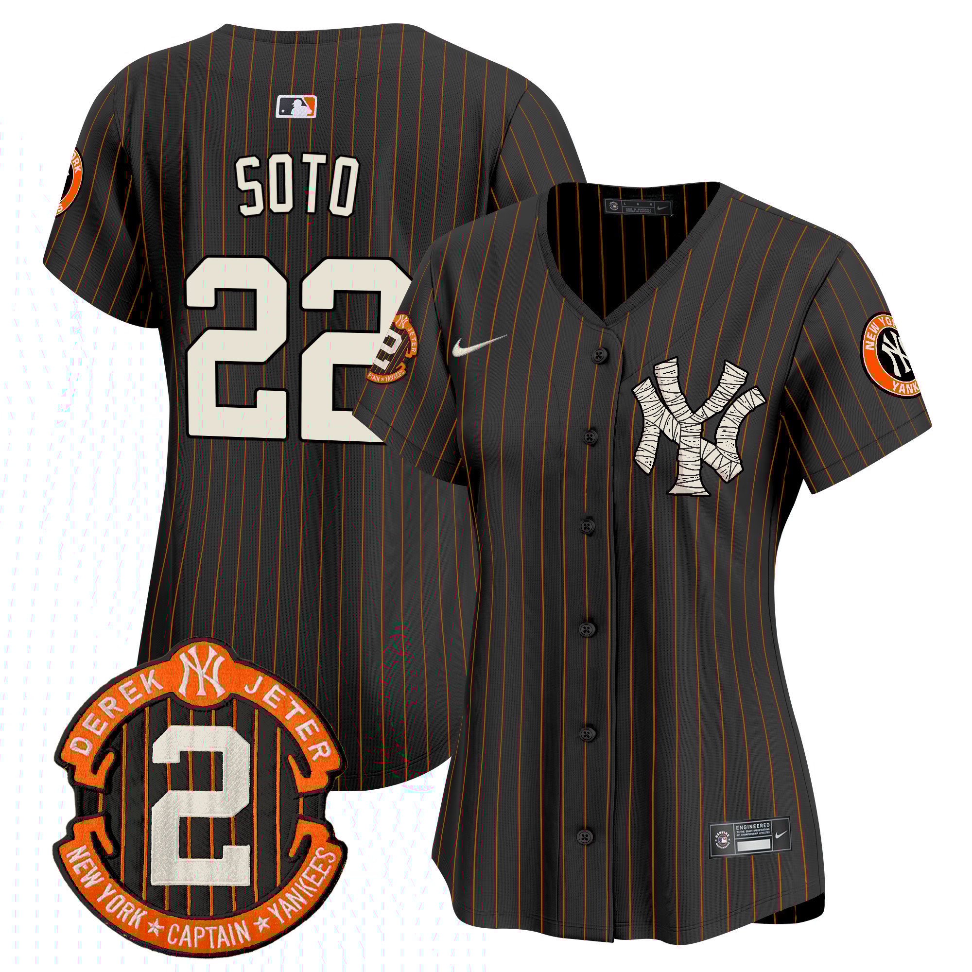 Women's Juan Soto New York Yankees Halloween Vapor Premier Limited Black Pinstripe Jersey - All Stitched