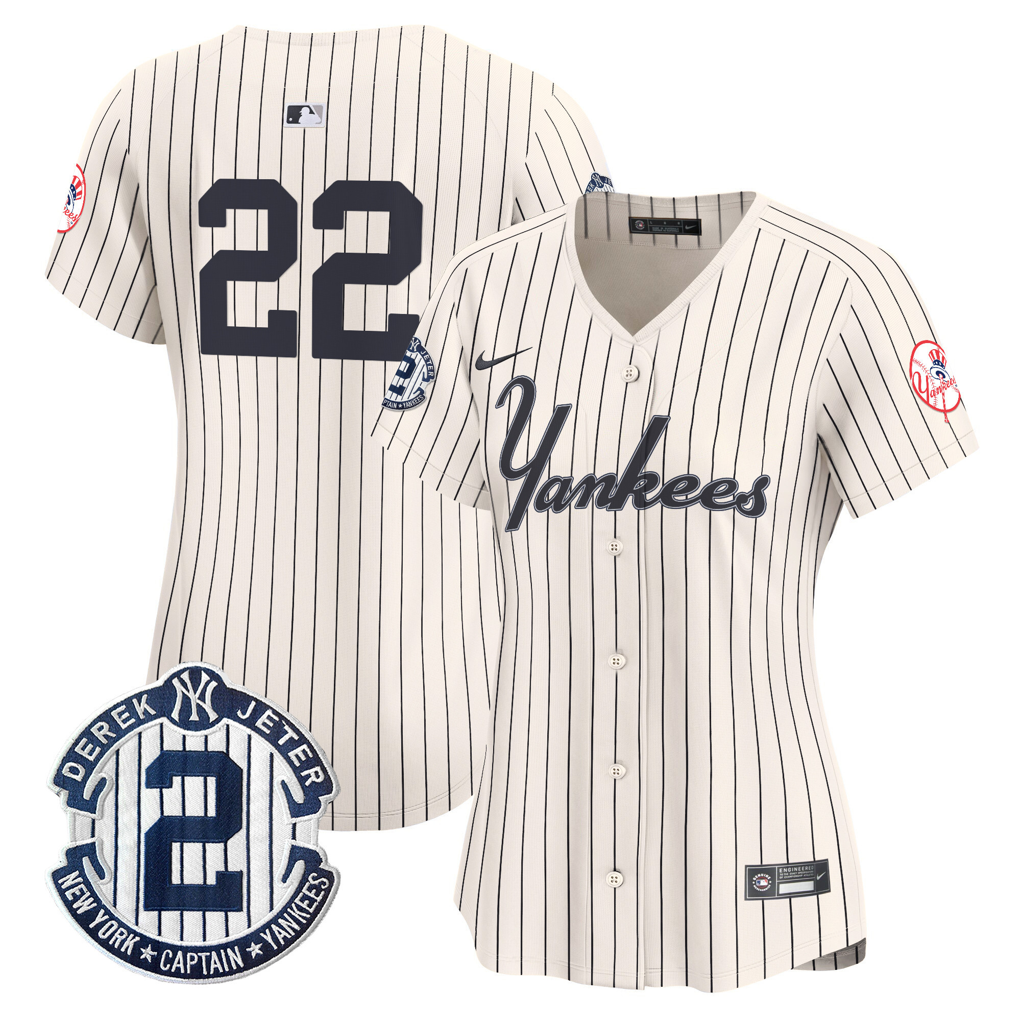 Women's Juan Soto New York Yankees Throwback Vapor Premier Limited Pinstripe Cream Jersey V2 - All Stitched