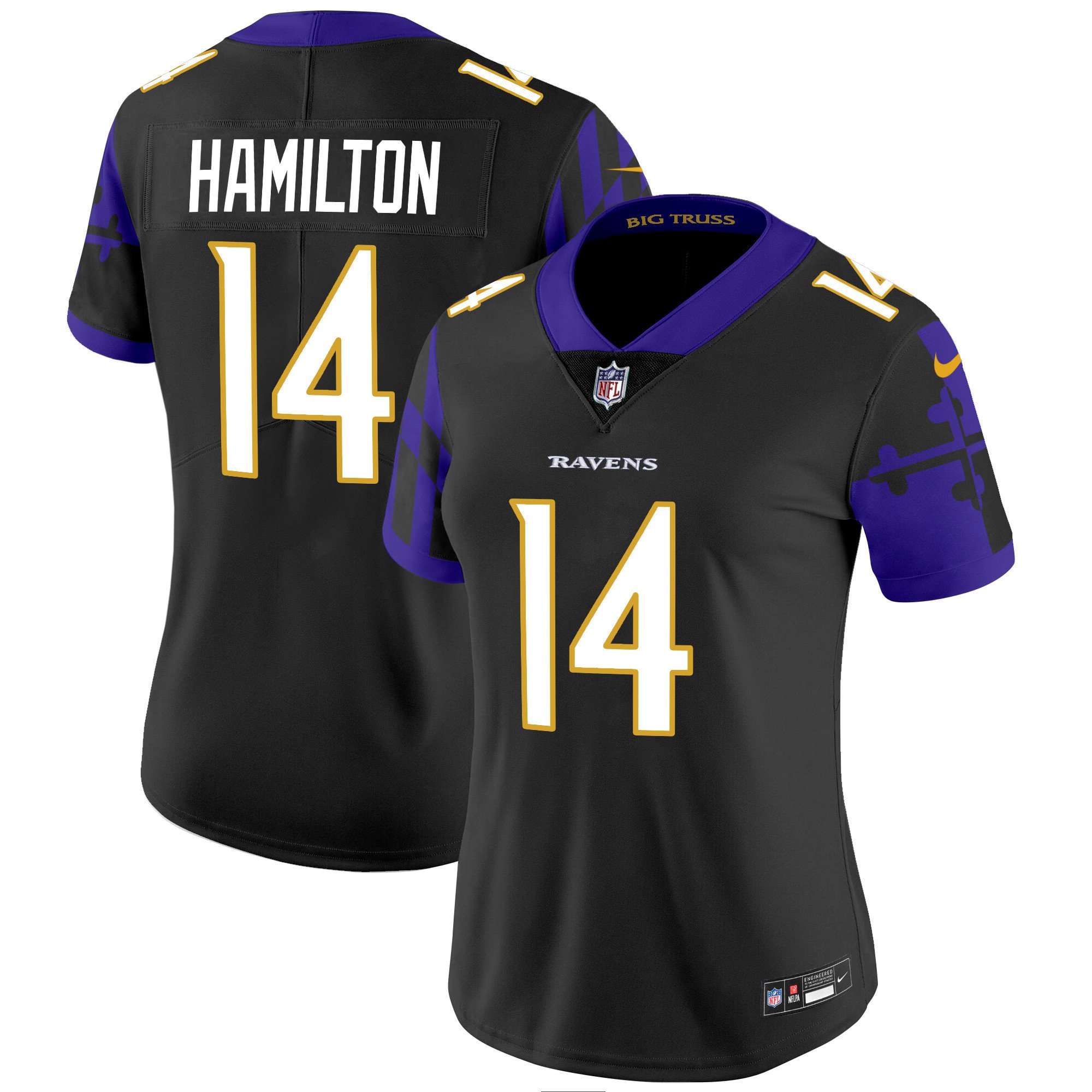 Women's Kyle Hamilton Baltimore Ravens Maryland Flag Vapor Limited Black Jersey - All Stitched