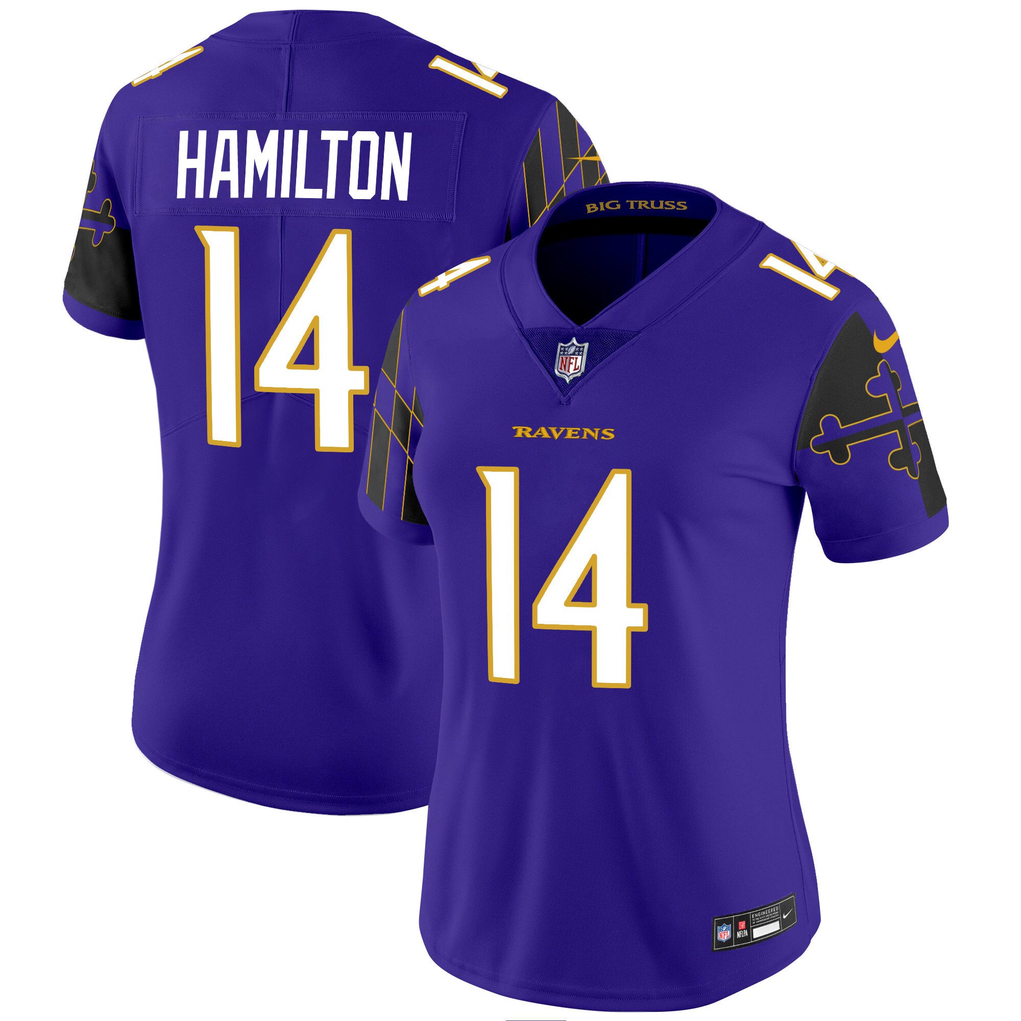 Women's Kyle Hamilton Baltimore Ravens Maryland Flag Vapor Limited Purple Jersey - All Stitched
