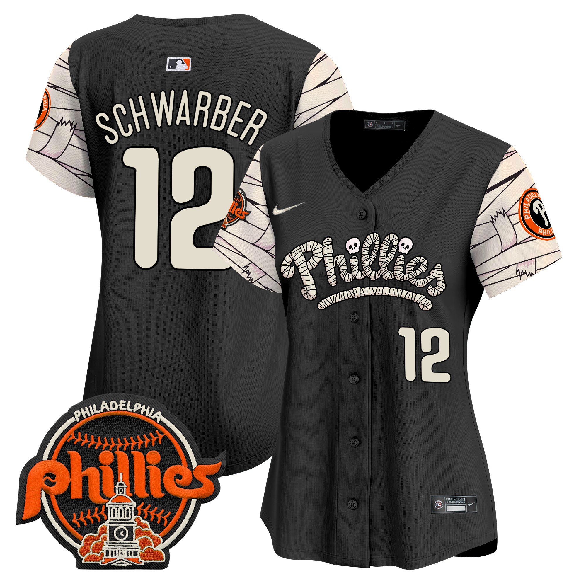 Women's Kyle Schwarber Philadelphia Phillies Halloween Vapor Premier Limited Black Jersey V2 - All Stitched