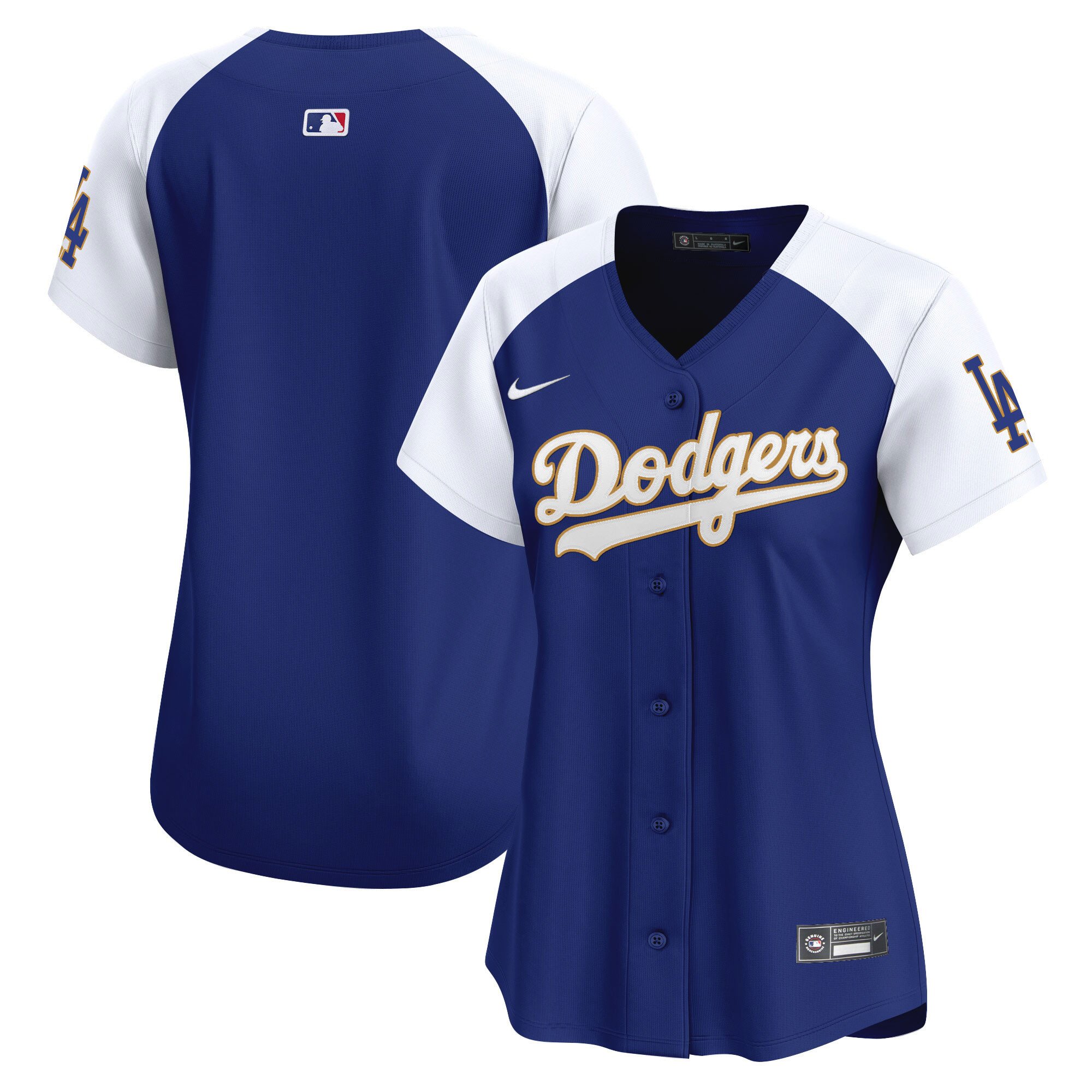Women's Los Angeles Dodgers Gold Trim Vapor Premier Limited Alternate Royal Jersey - All Stitched