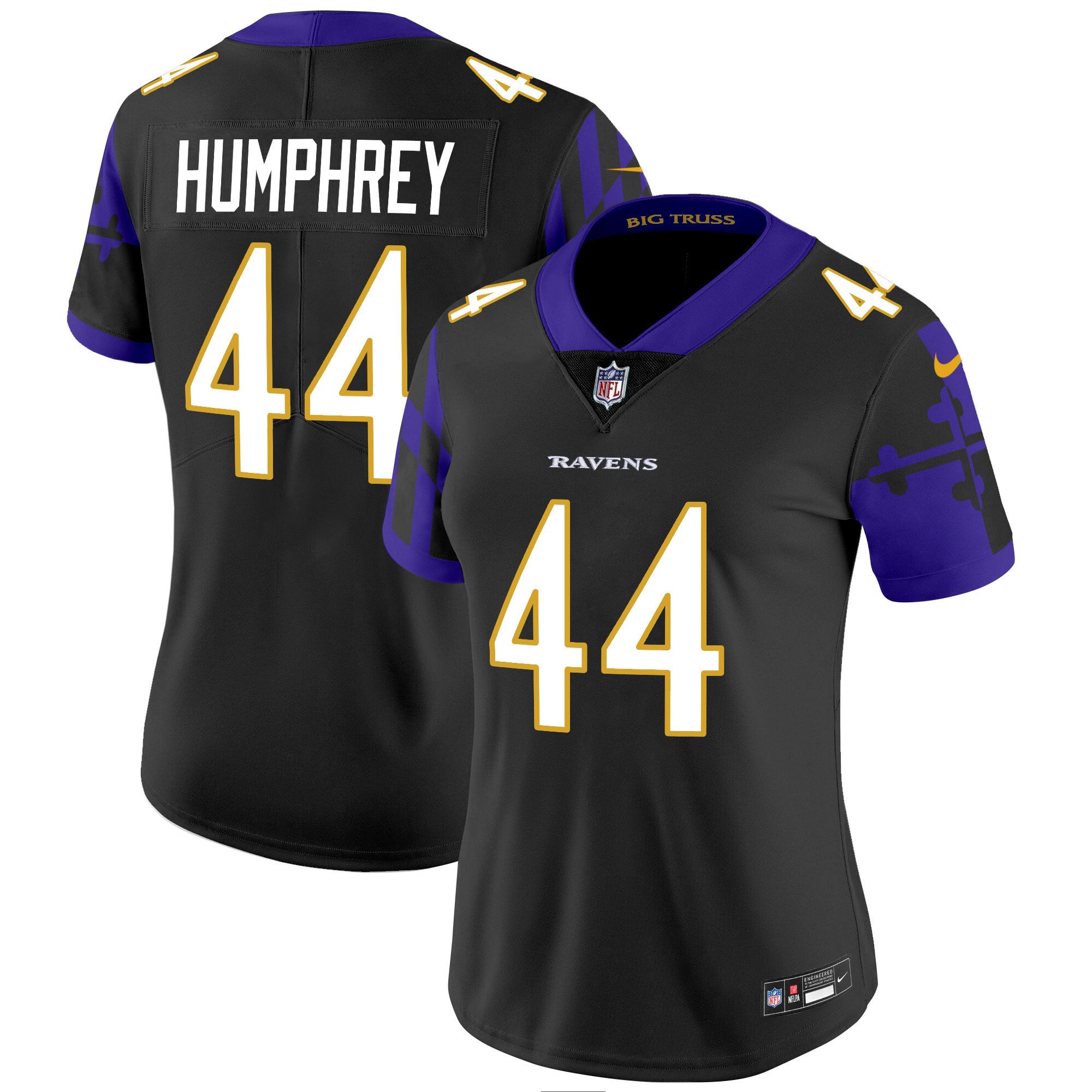Women's Marlon Humphrey Baltimore Ravens Maryland Flag Vapor Limited Black Jersey - All Stitched