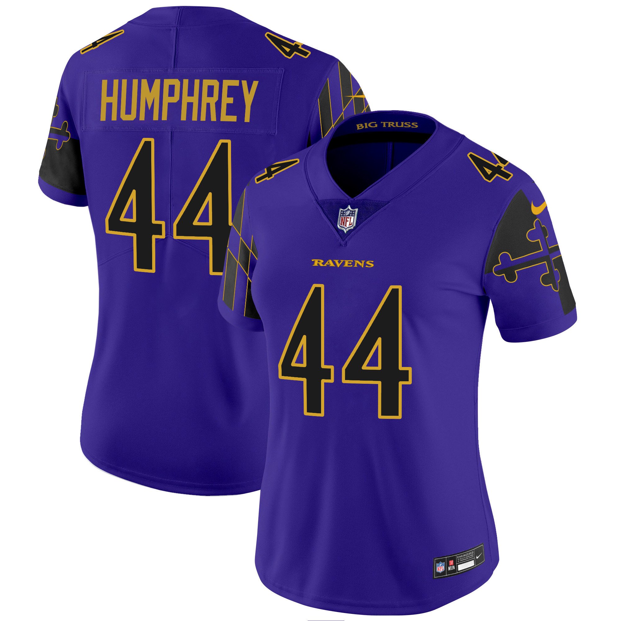 Women's Marlon Humphrey Baltimore Ravens Maryland Flag Vapor Limited Purple Limited Jersey - All Stitched