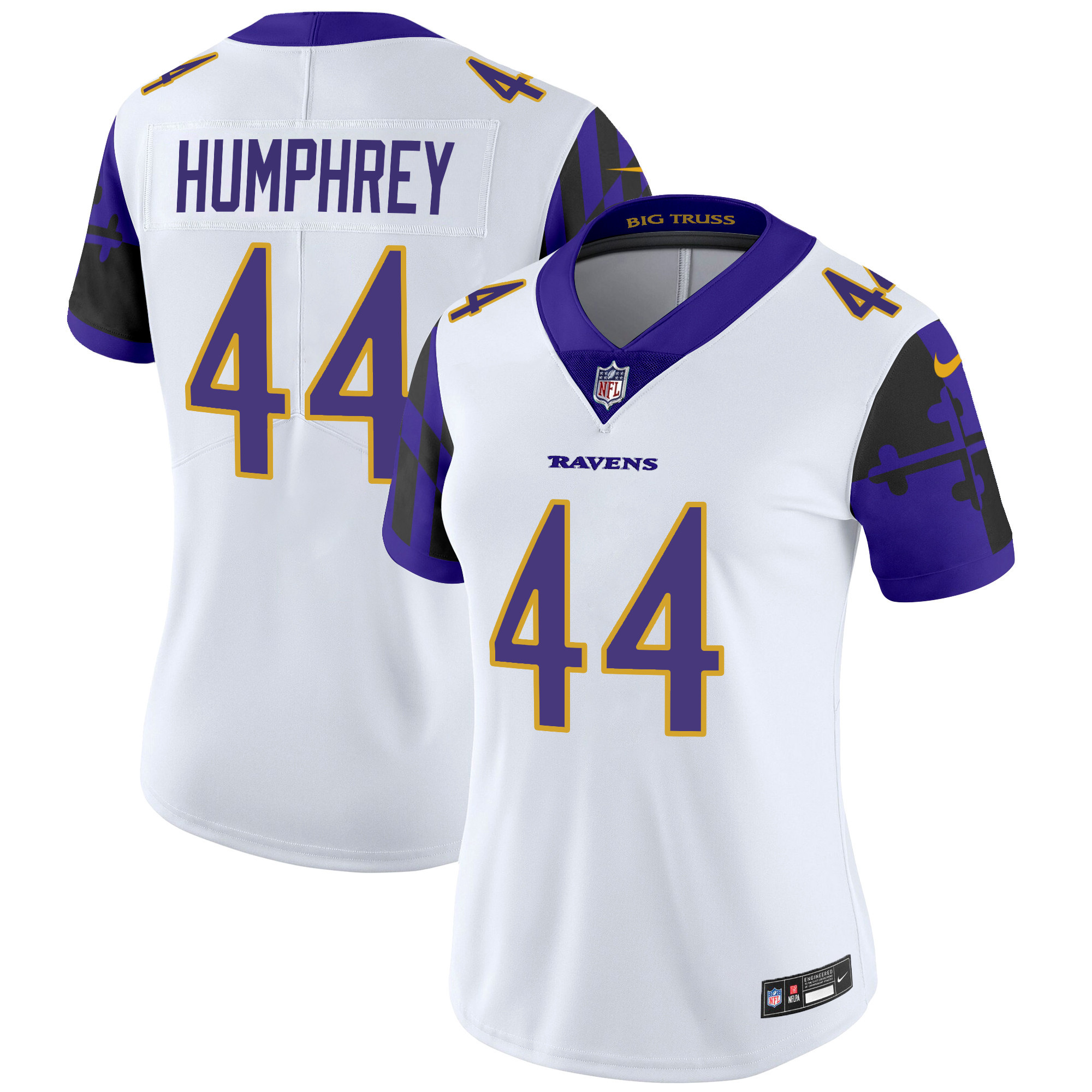 Women's Marlon Humphrey Baltimore Ravens Maryland Flag Vapor Limited White Jersey - All Stitched