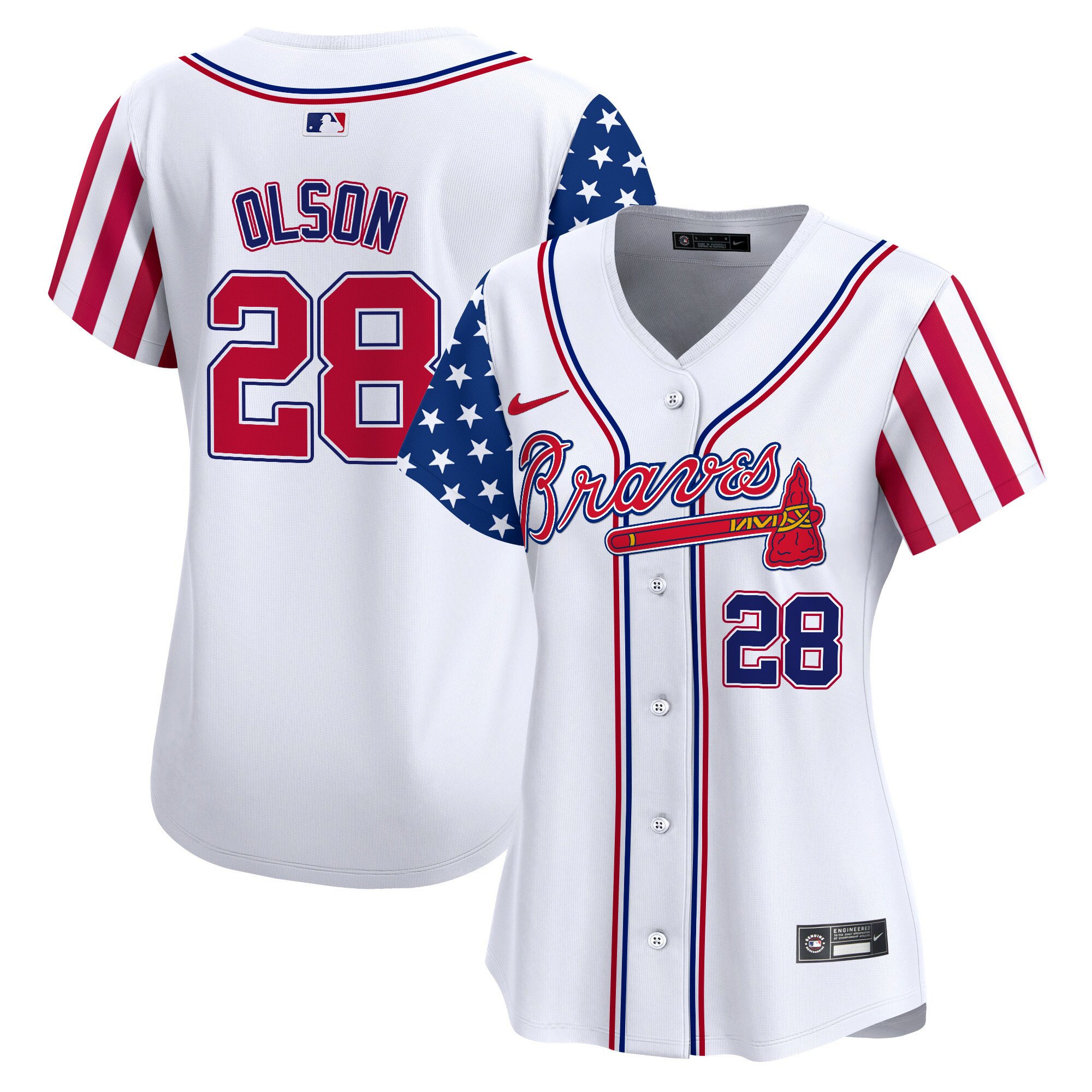 Women's Matt Olson Atlanta Braves 2024 Independence Day Vapor Premier Limited White Jersey - All Stitched