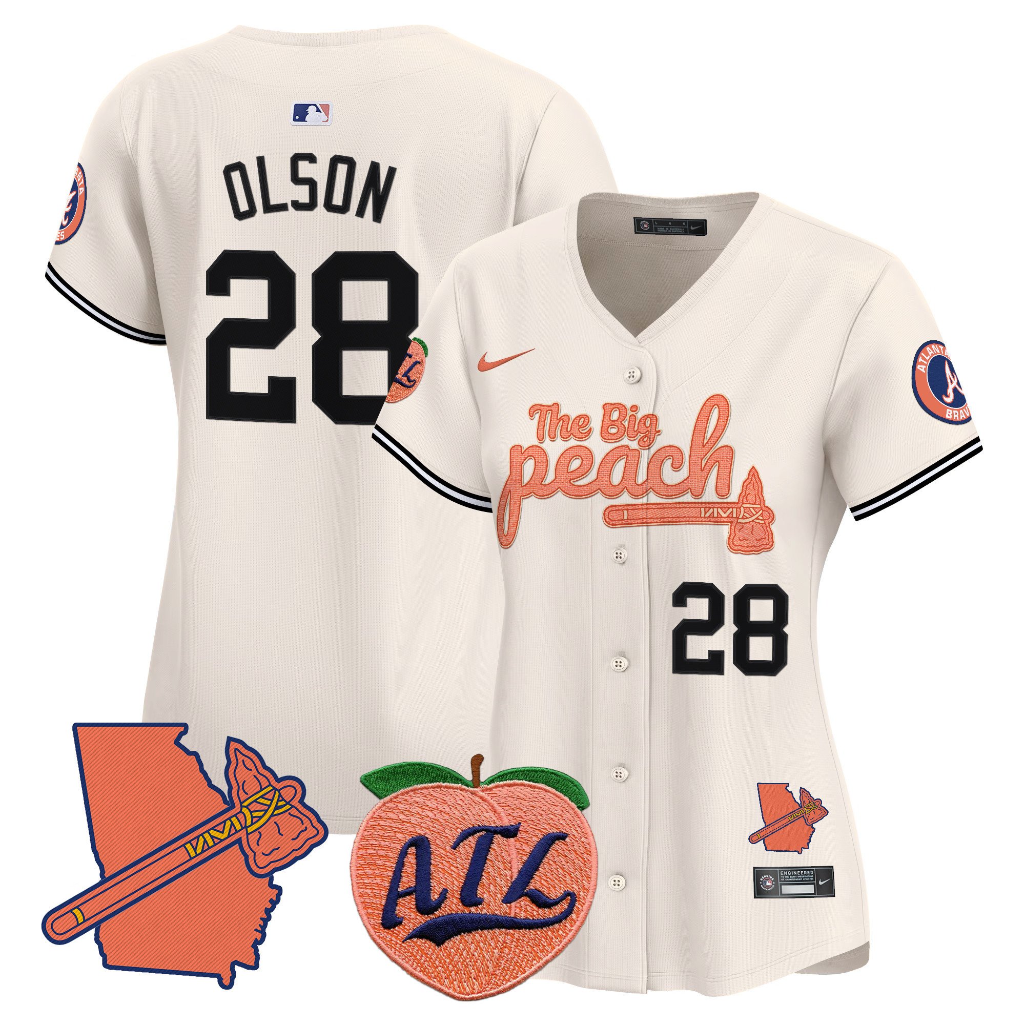 Women's Matt Olson Atlanta Braves The Big Peach Vapor Premier Limited Cream Jersey V2 - All Stitched