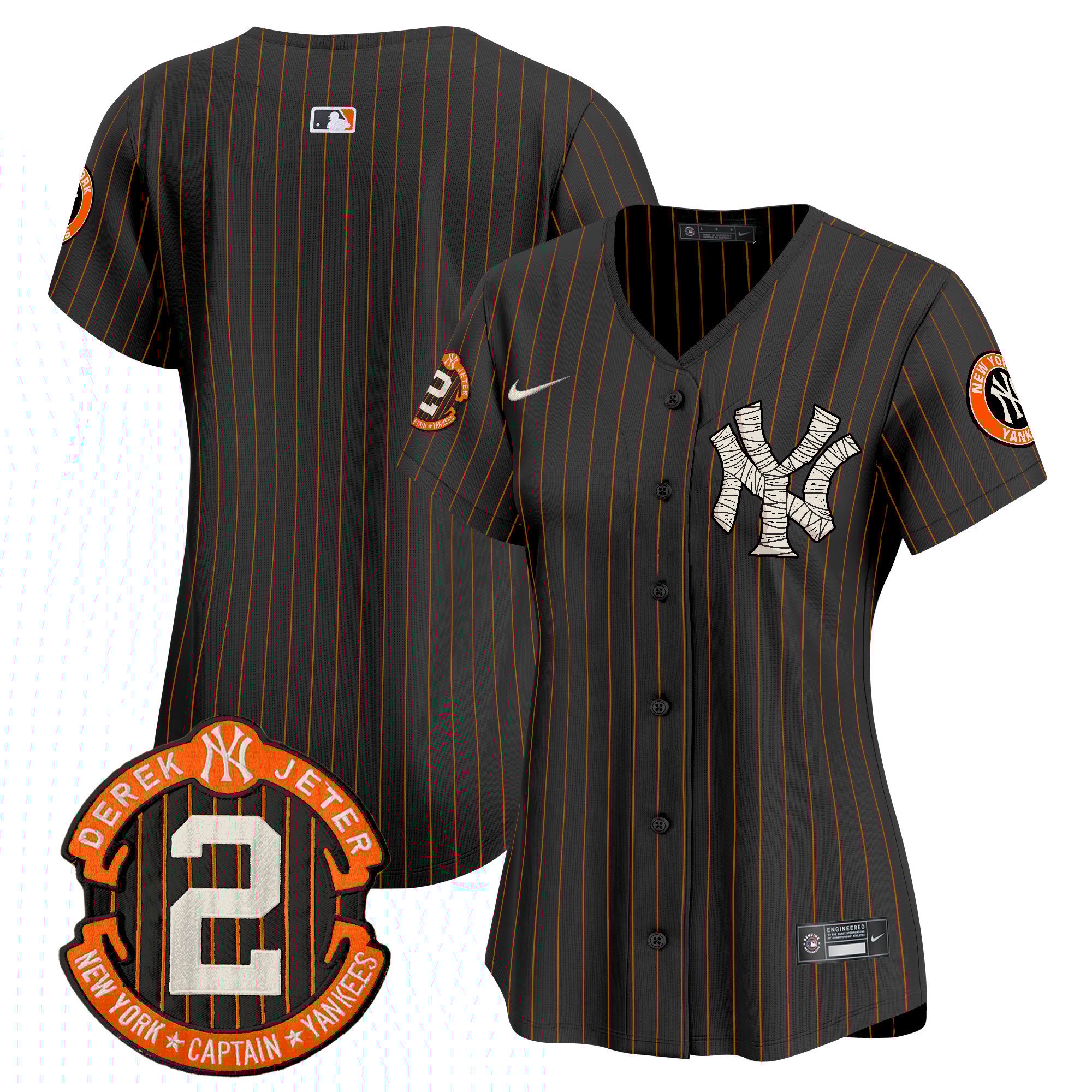 Women's New York Yankees Halloween Vapor Premier Limited Black Pinstripe Jersey - All Stitched