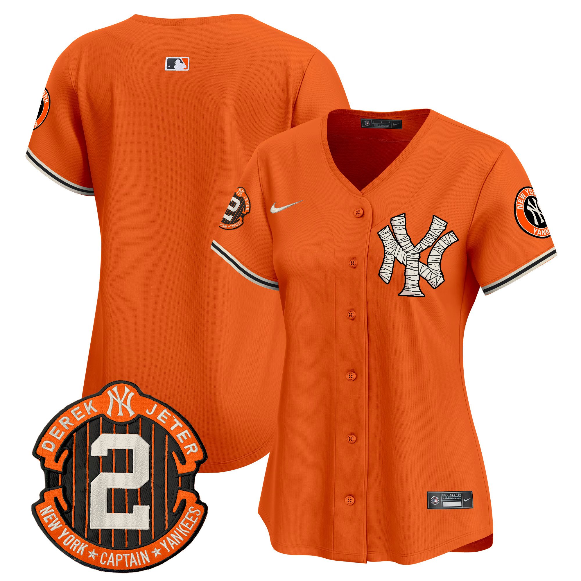 Women's New York Yankees Halloween Vapor Premier Limited Orange Jersey - All Stitched