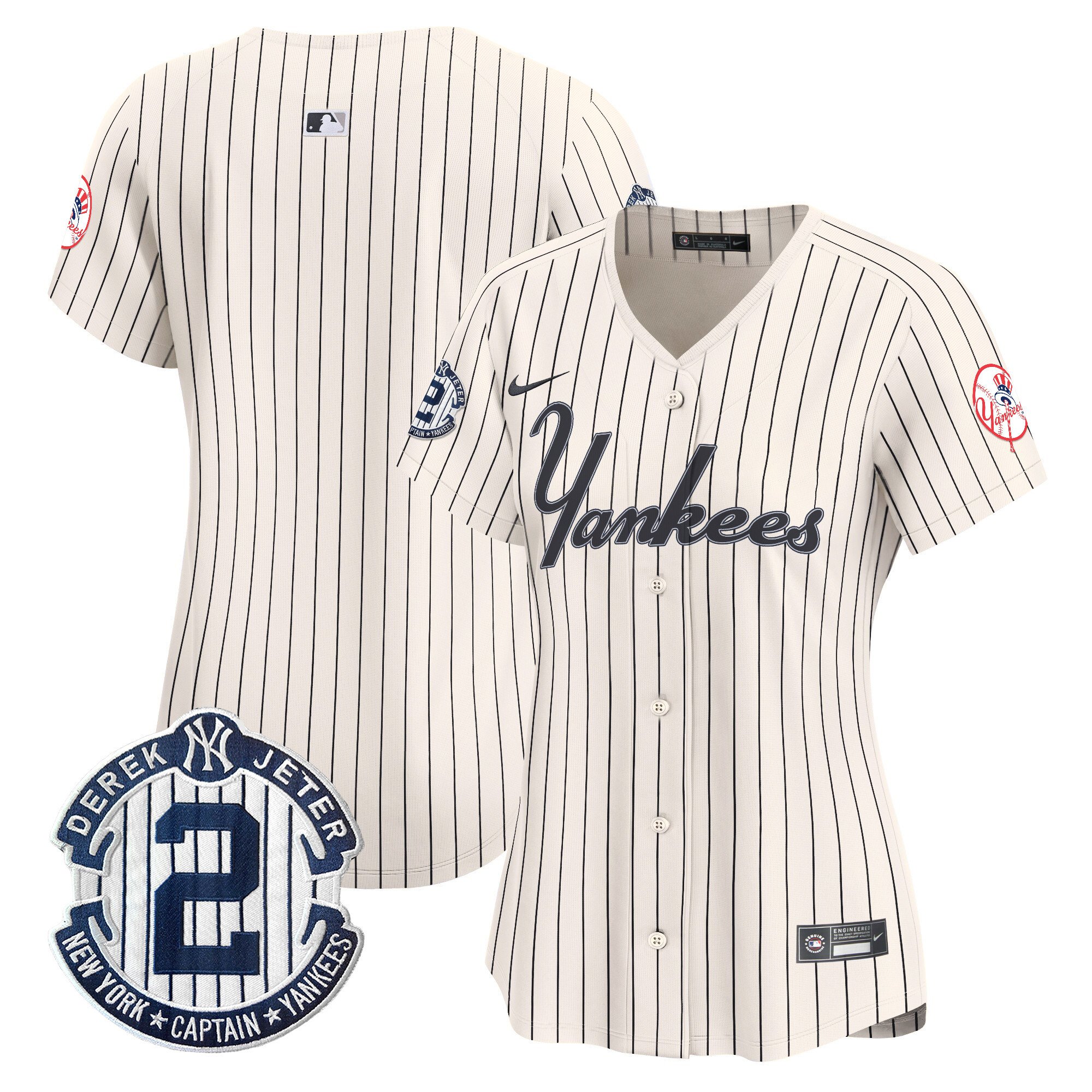 Women's New York Yankees Throwback Vapor Premier Limited Pinstripe Cream Jersey - All Stitched