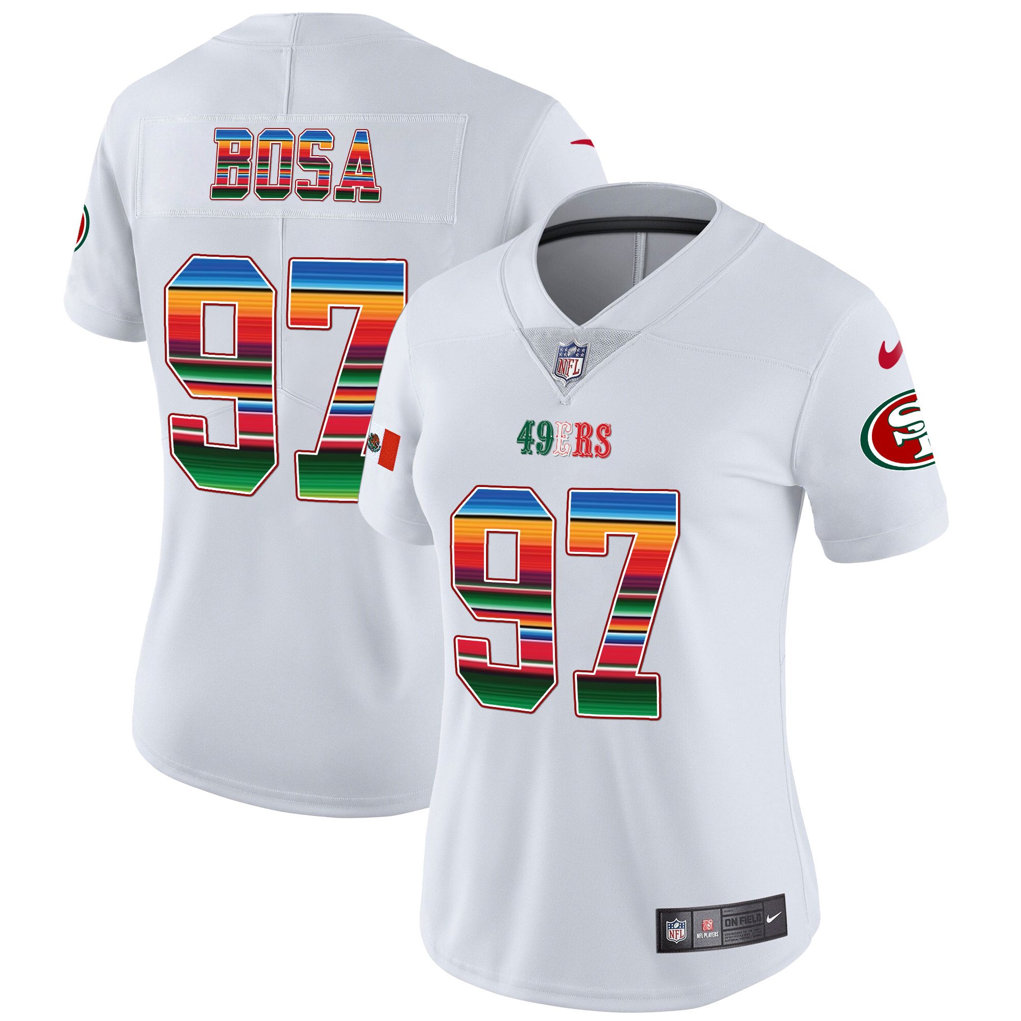 Women's Nick Bosa San Francisco 49ers Mexico Vapor White Jersey V3 - All Stitched