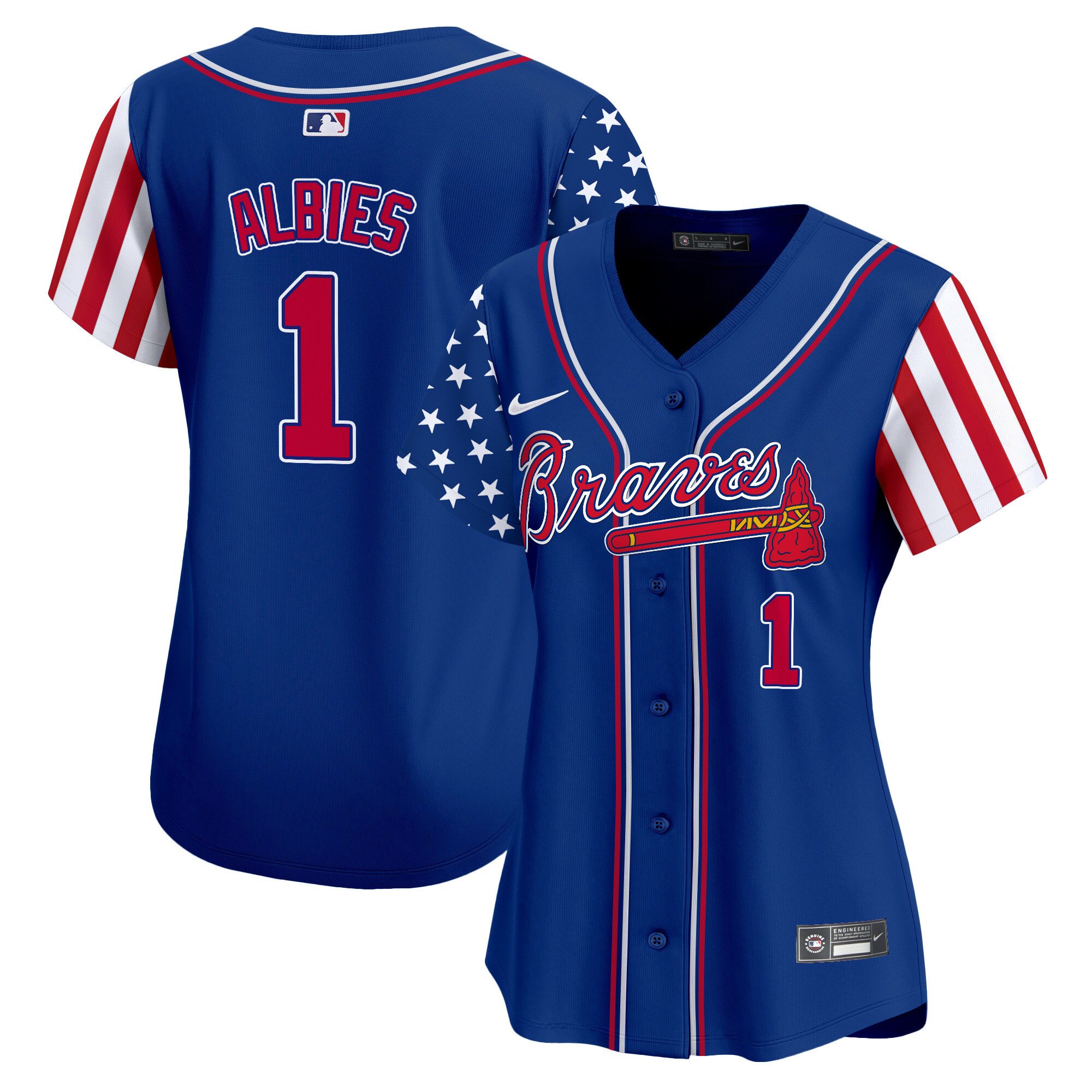 Women's Ozzie Albies Atlanta Braves 2024 Independence Day Vapor Premier Limited Royal Jersey - All Stitched