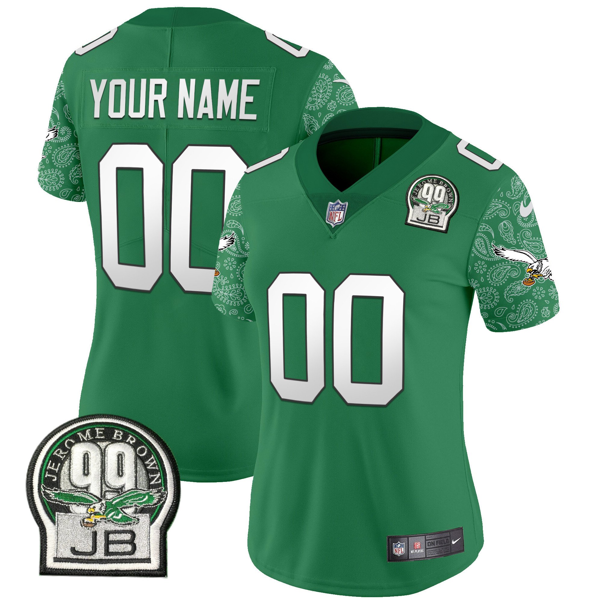 Women's Philadelphia Eagles Kelly Green Vapor Limited Custom Kelly Green Jersey V4 - All Stitched
