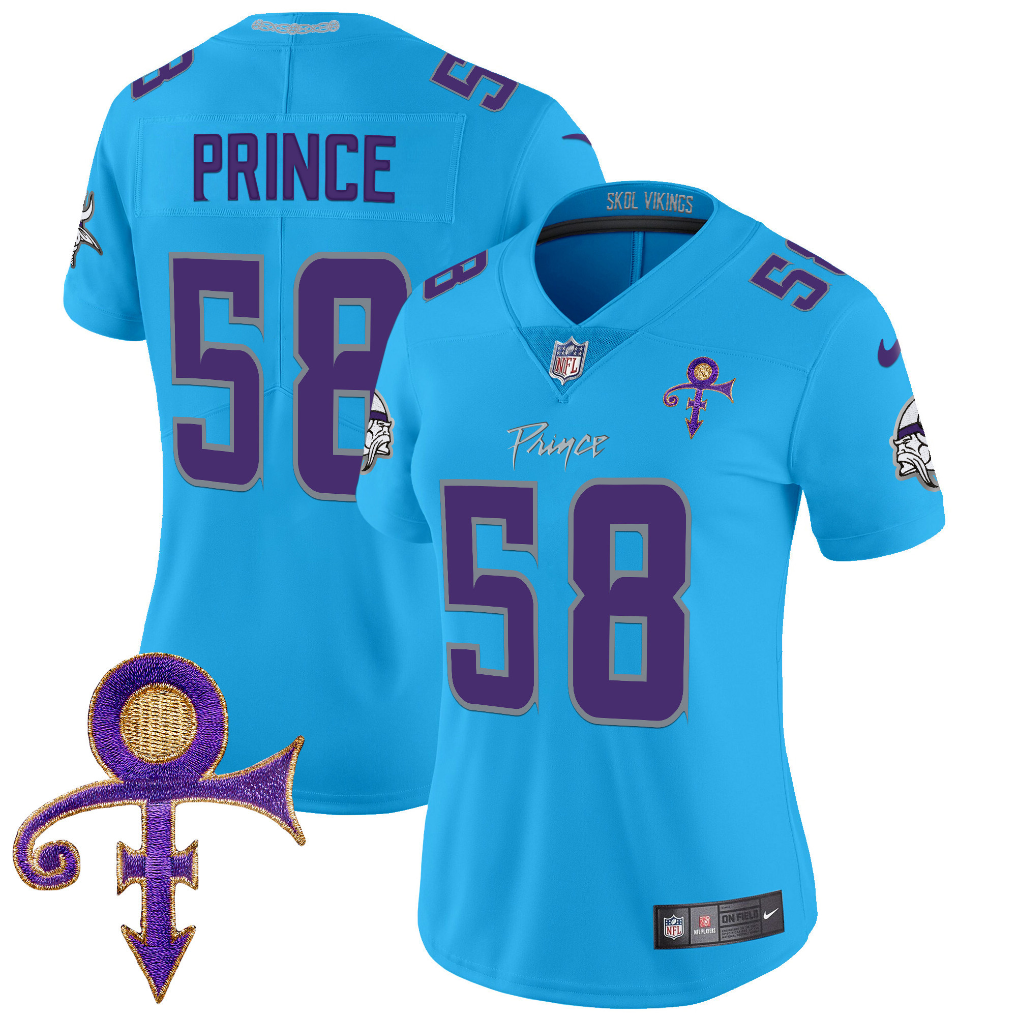 Women's Prince 1958 Minnesota Vikings 2024 Prince Vapor Limited Light Blue Jersey - All Stitched