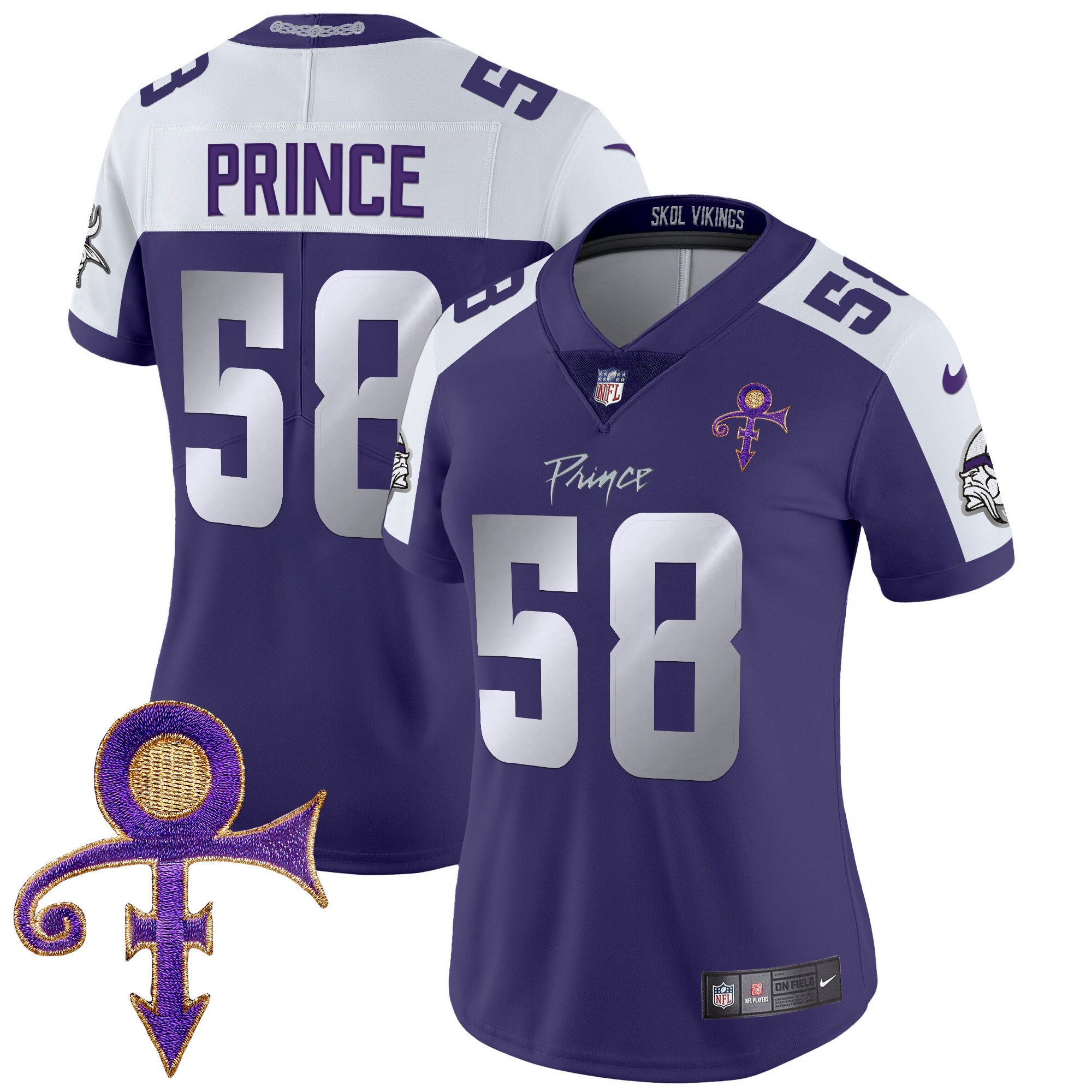 Women's Prince 1958 Minnesota Vikings 2024 Prince Vapor Limited Purple Alternate Jersey - All Stitched