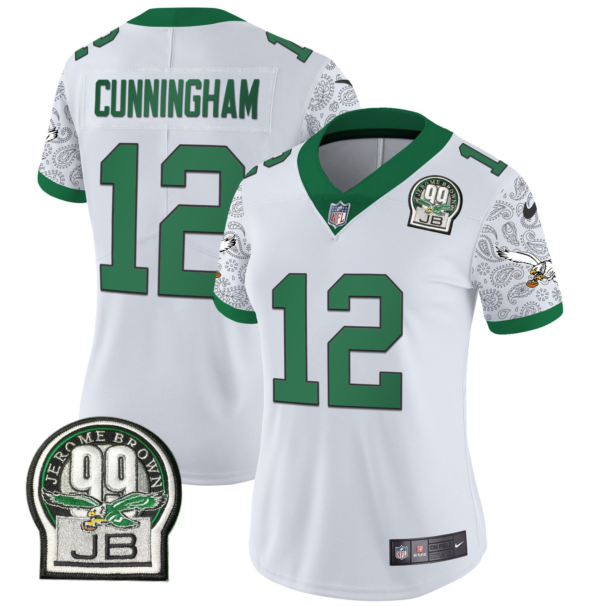 Women's Randall Cunningham Philadelphia Eagles Kelly Green Vapor Limited Kelly White Jersey V4 - All Stitched