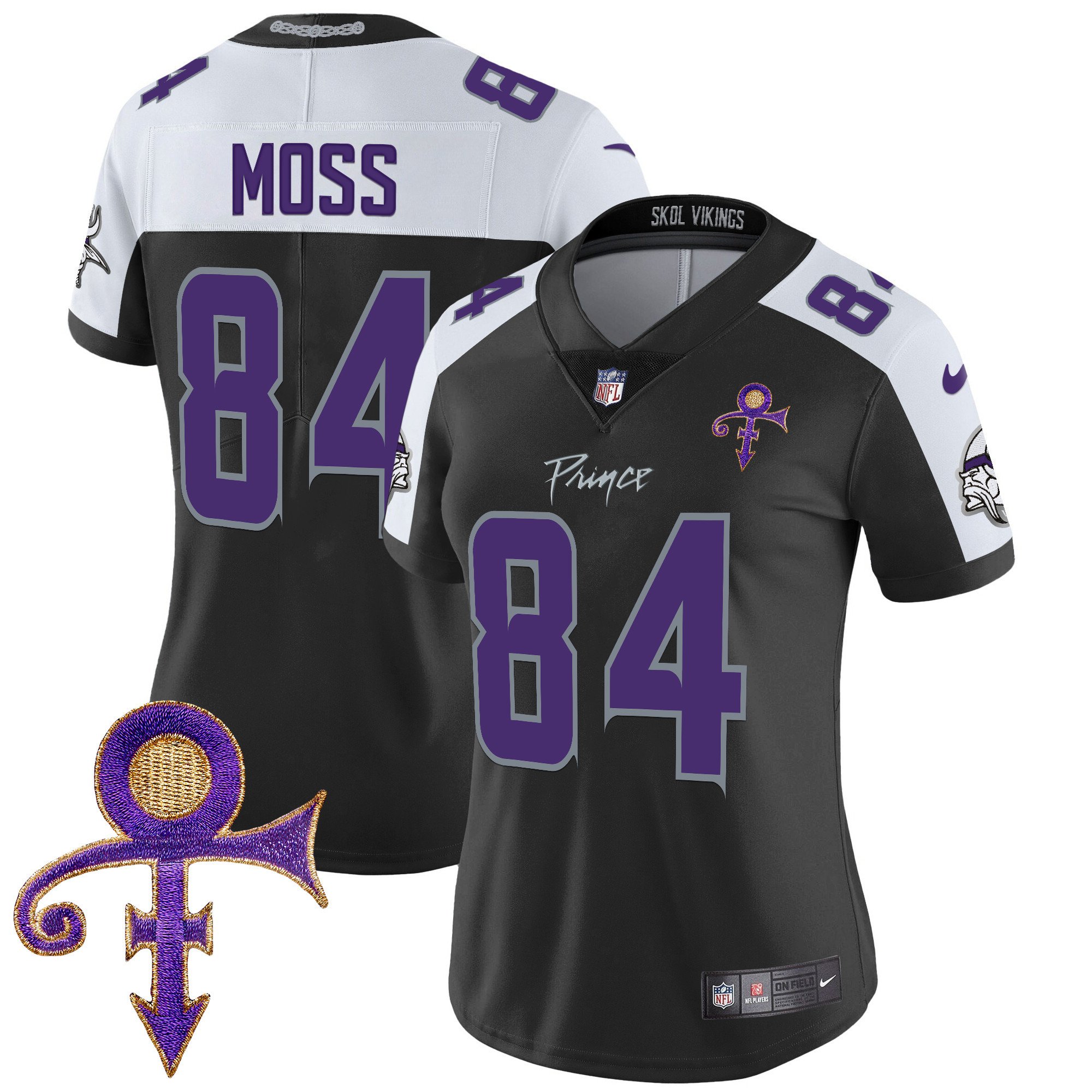 Women's Randy Moss Minnesota Vikings 2024 Prince Vapor Limited Black Alternate Jersey - All Stitched