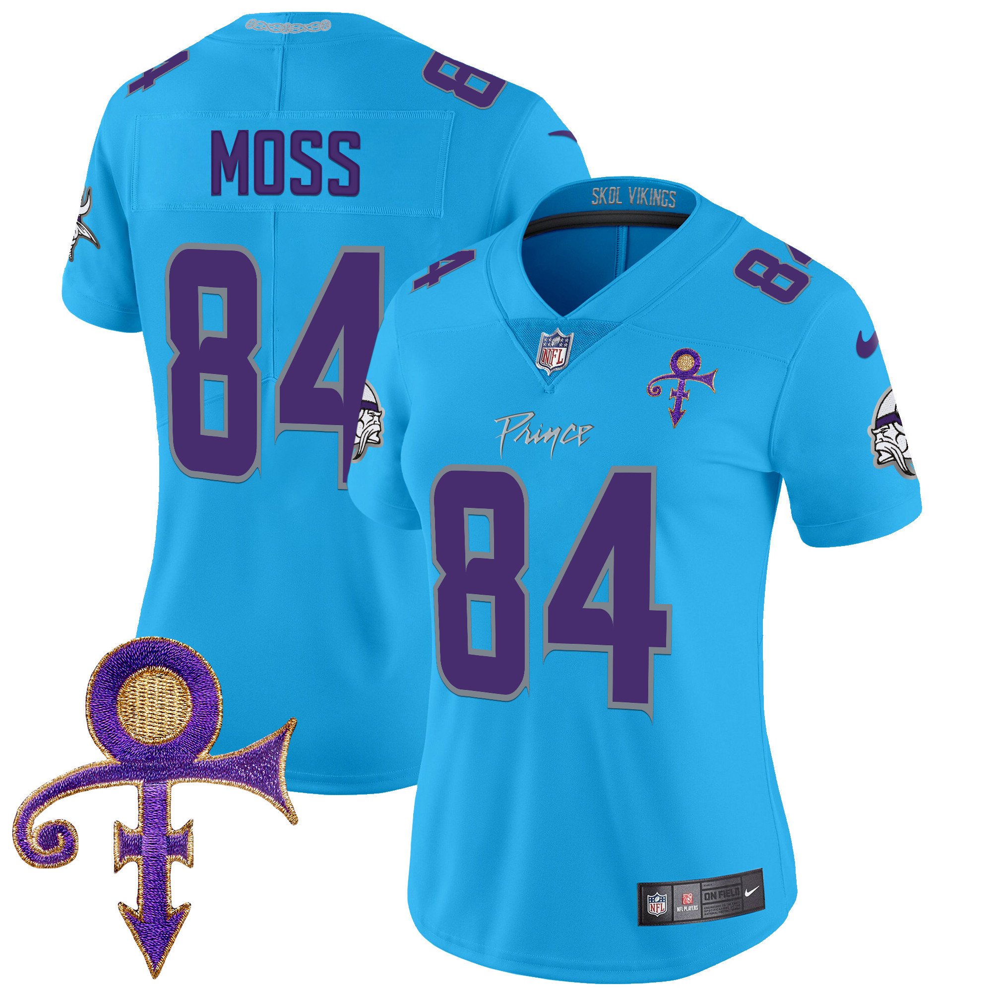 Women's Randy Moss Minnesota Vikings 2024 Prince Vapor Limited Light Blue Jersey - All Stitched