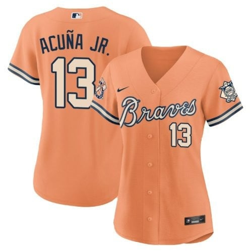Women's Ronald Acuna Jr. Atlanta Braves Peaches nÃ­ Cream Peaches nÃ­ Cream Jersey Ã± All Stitched