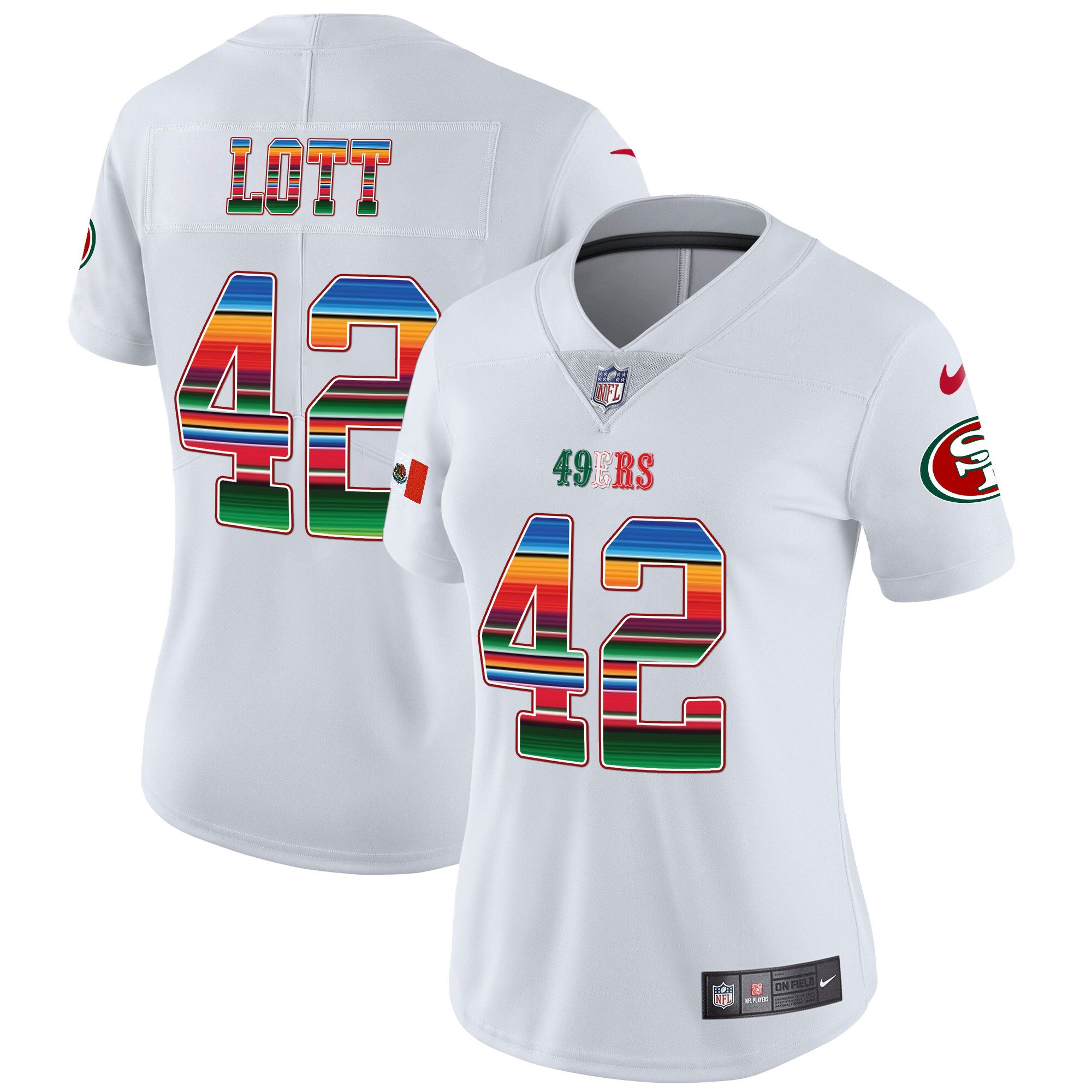 Women's Ronnie Lott San Francisco 49ers Mexico Vapor White Jersey V3 - All Stitched