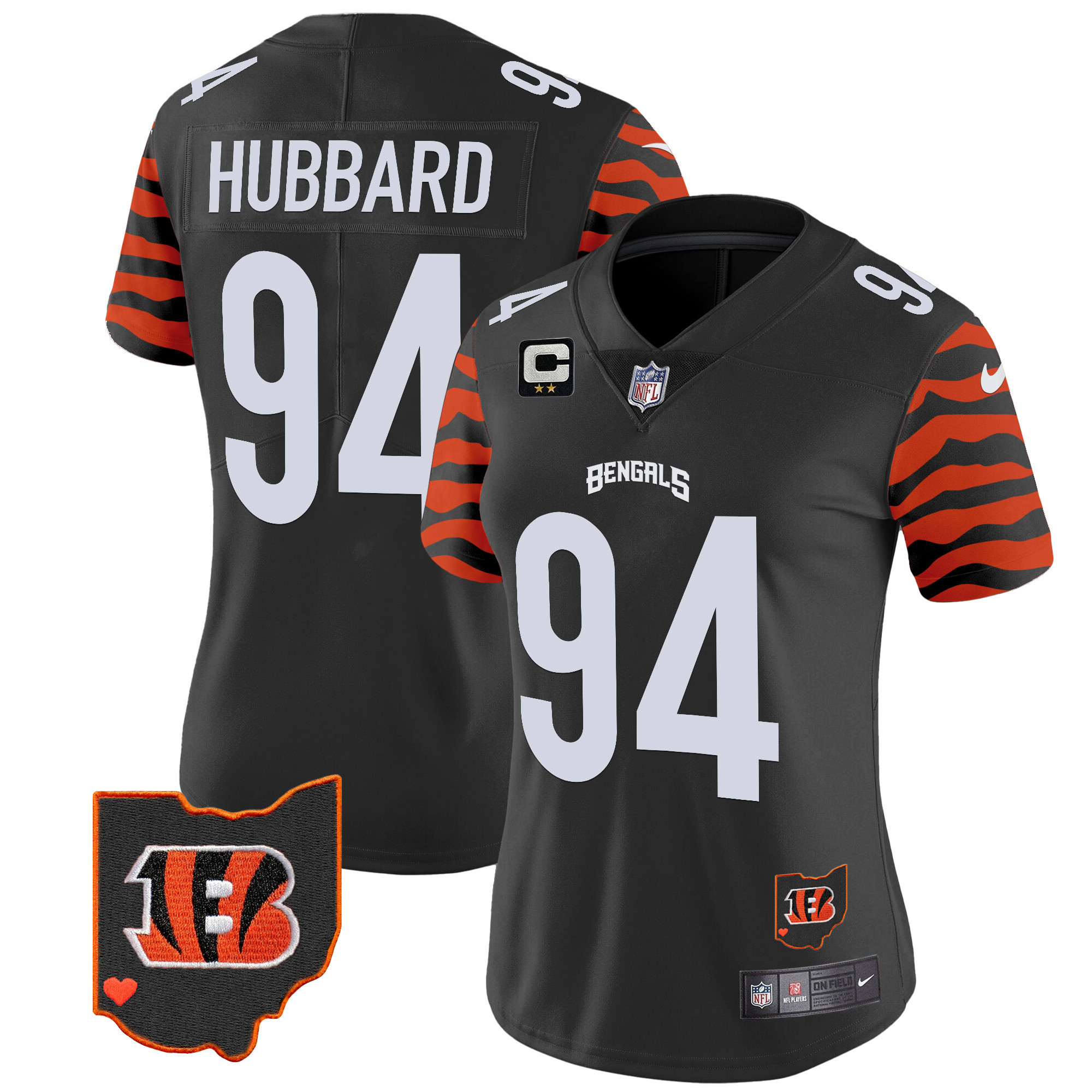 Women's Sam Hubbard Cincinnati Bengals Stripes Vapor Limited Black Jersey - All Stitched