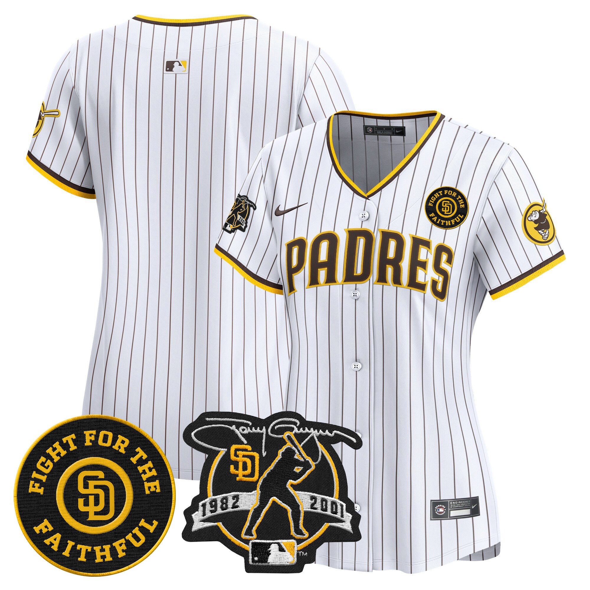 Women's San Diego Padres Tony Gwynn & Faithful Patch Vapor Premier Limited White Jersey Ã± All Stitched