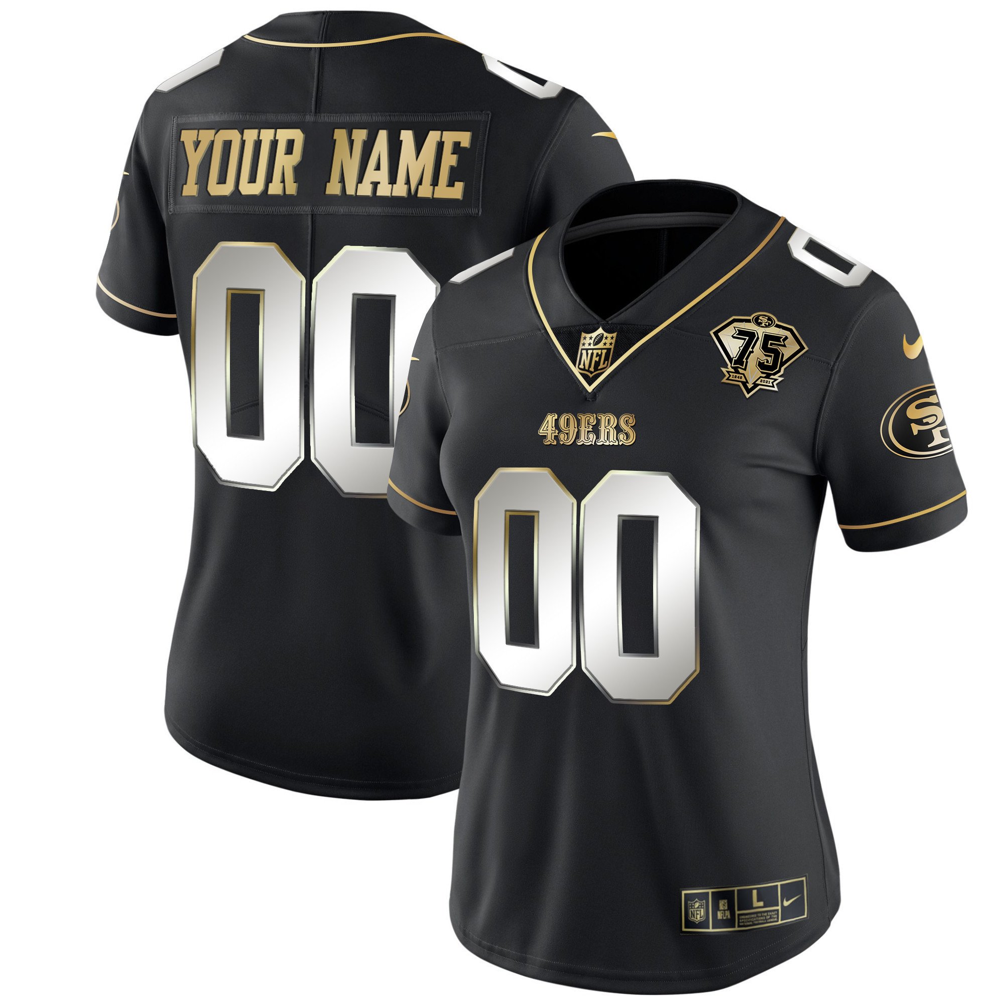 Women's San Francisco 49ers 2023 Vapor Gold Limited Custom Black Limited Jersey - All Stitched