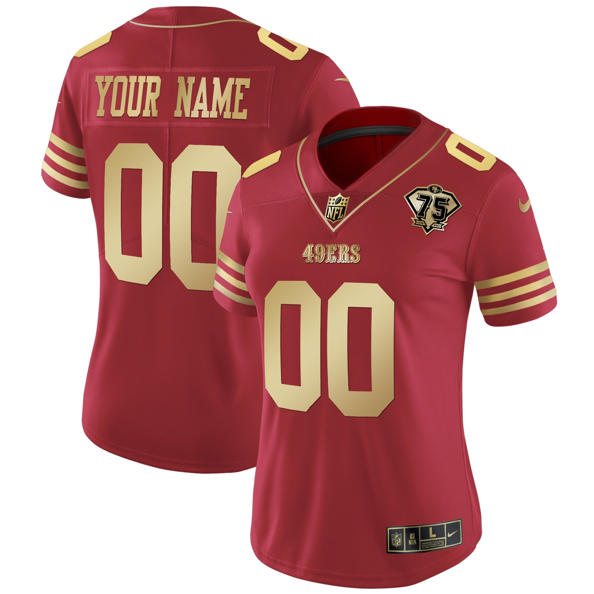 Women's San Francisco 49ers 2023 Vapor Gold Limited Custom Scarlet Gold Jersey - All Stitched