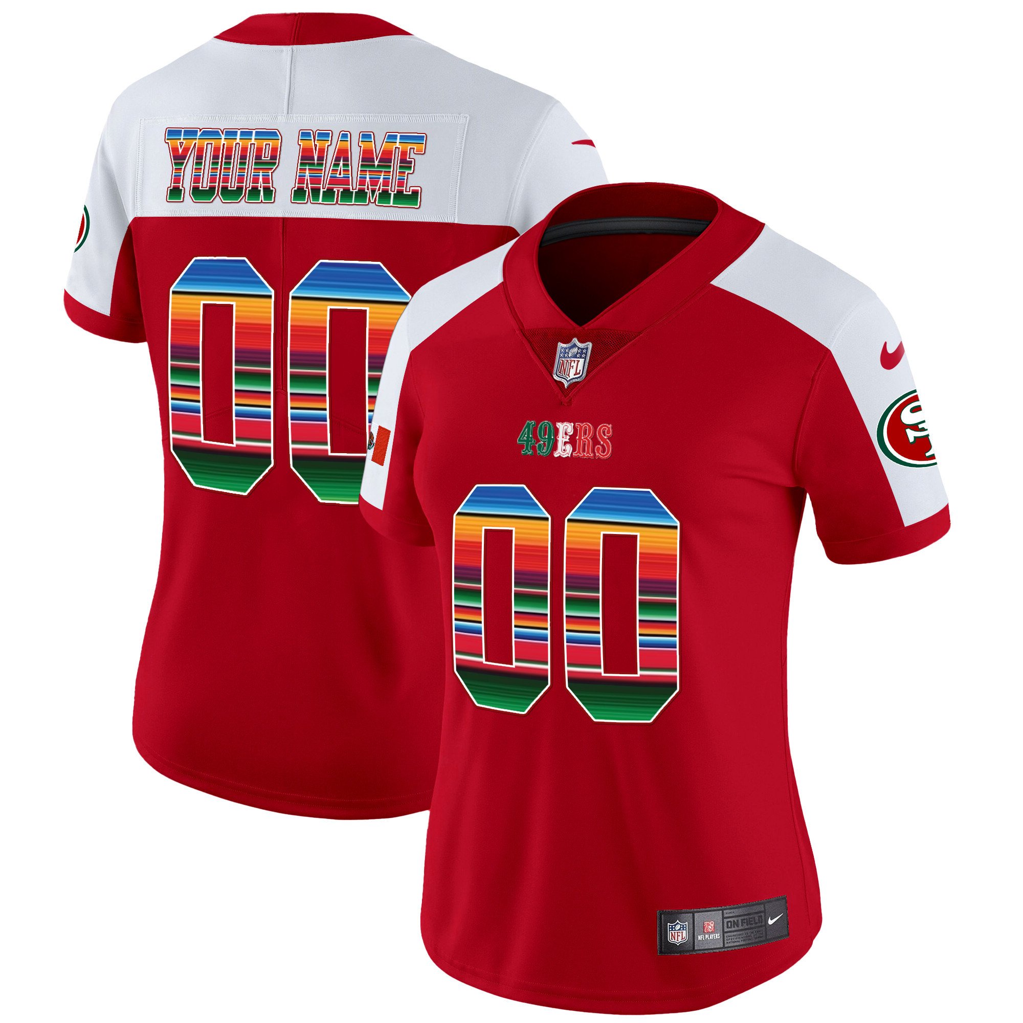 Women's San Francisco 49ers Mexico Vapor Custom Red Alternate Jersey V3 - All Stitched