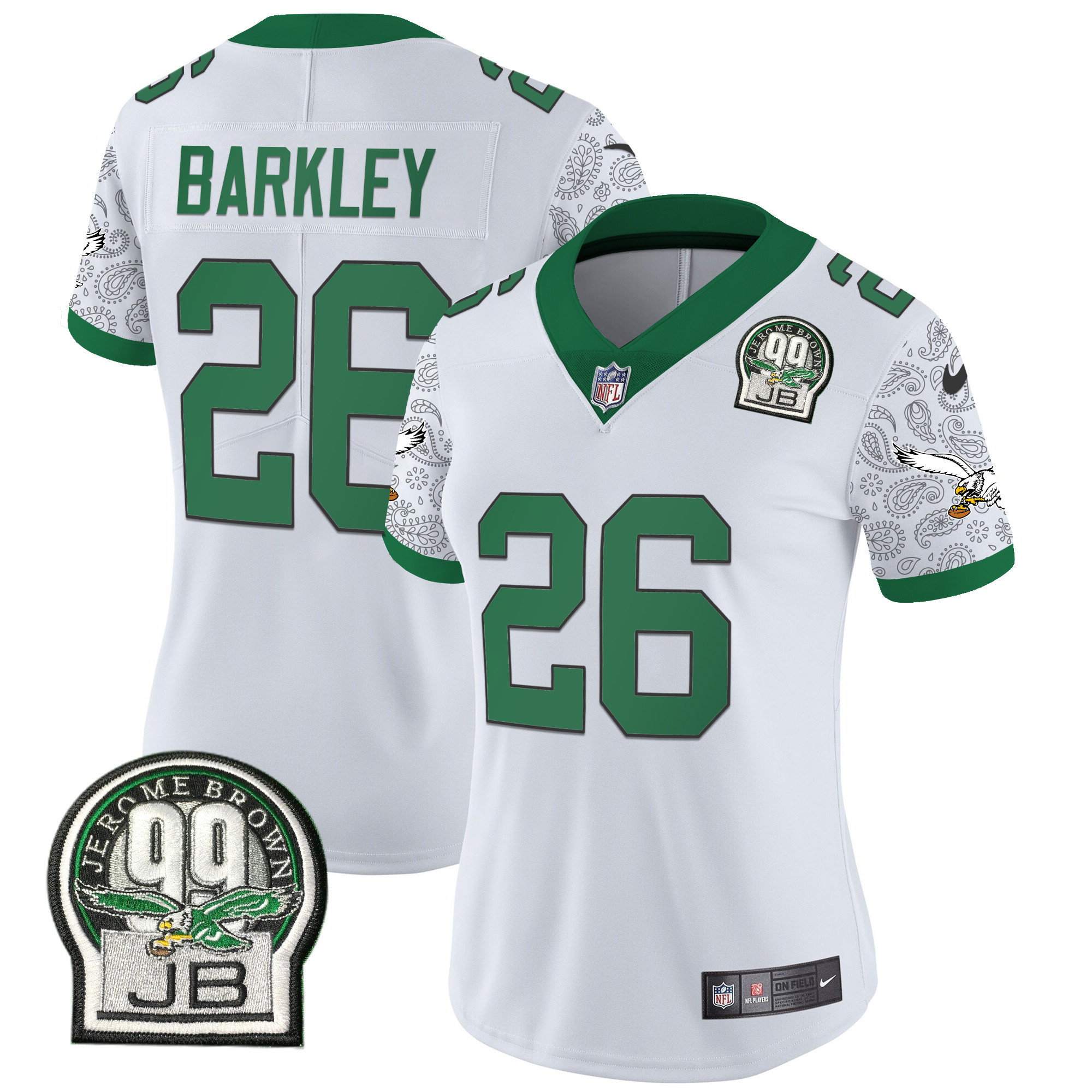 Women's Saquon Barkley Philadelphia Eagles Kelly Green Vapor Limited Kelly White Jersey V4 - All Stitched