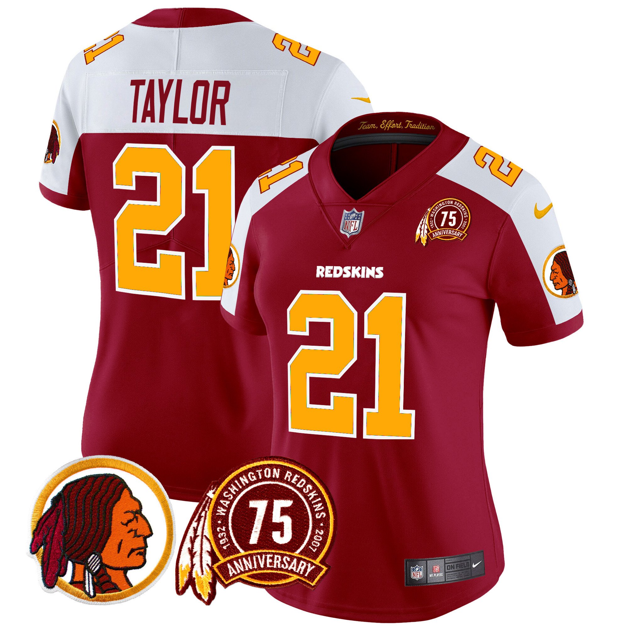 Women's Sean Taylor Washington Redskins 75th Patch Throwback Vapor Limited Burgundy Alternate Jersey - All Stitched
