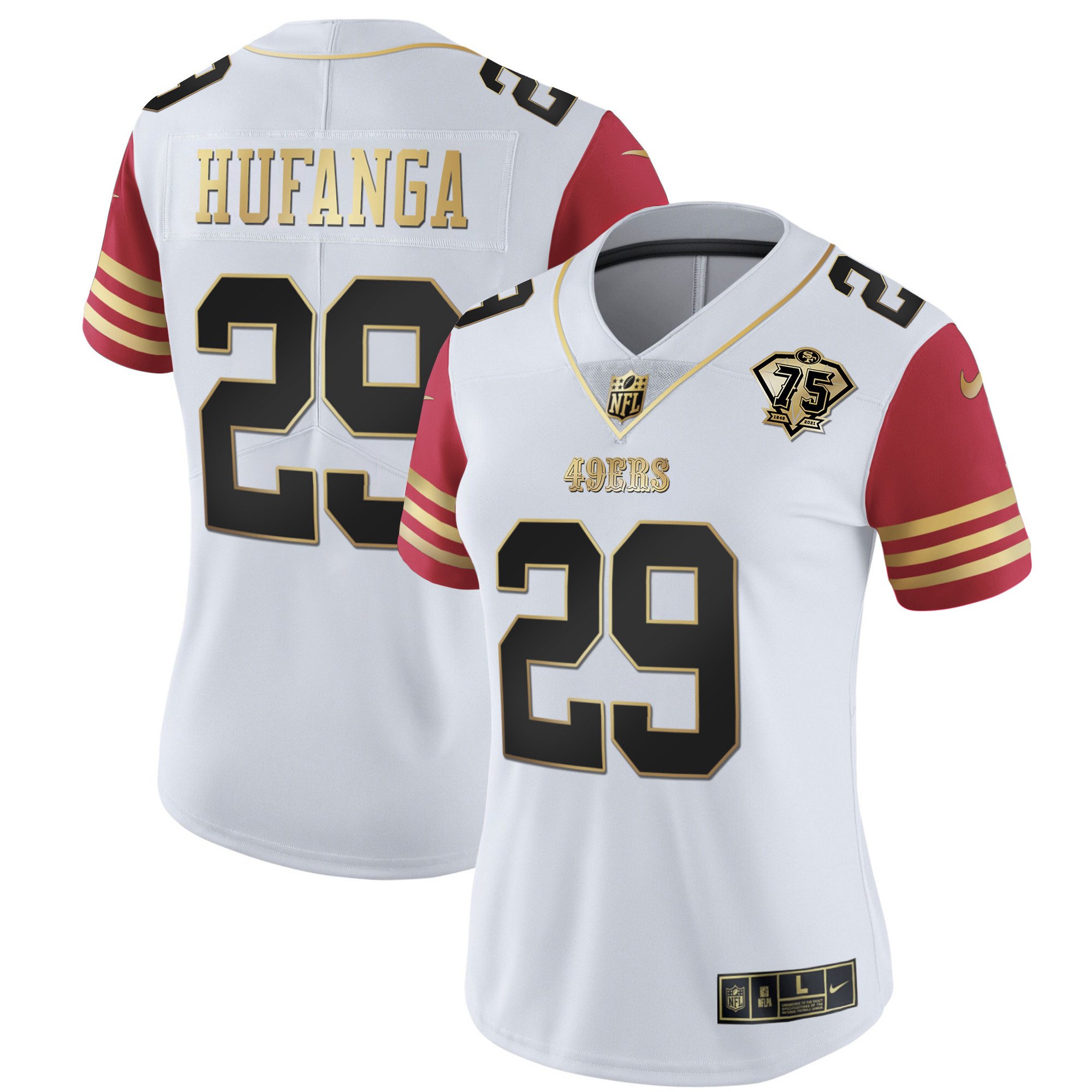 Women's Talanoa Hufanga San Francisco 49ers 2023 Vapor Gold Limited Scarlet Sleeves Jersey - All Stitched