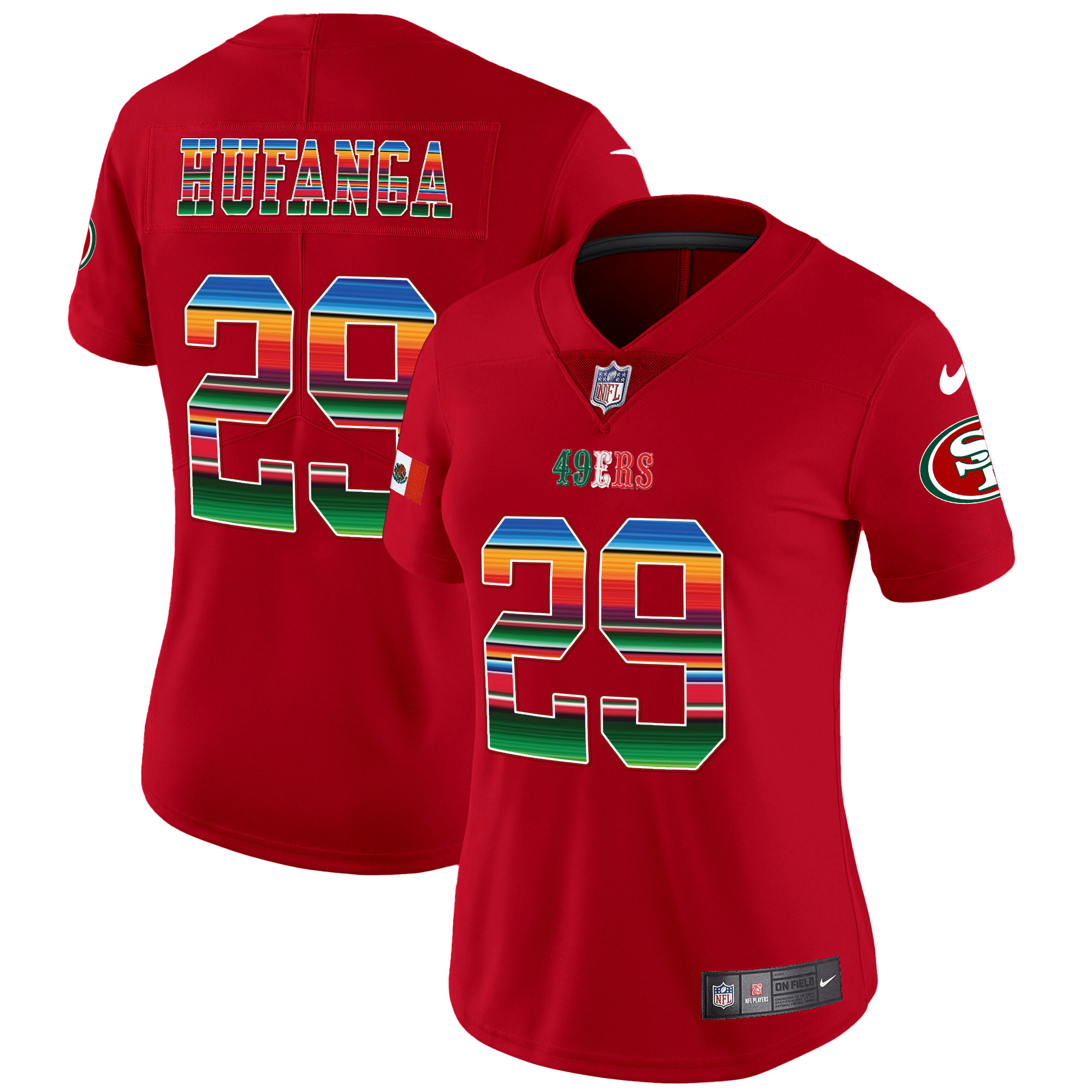 Women's Talanoa Hufanga San Francisco 49ers Mexico Vapor Red Jersey V3 - All Stitched