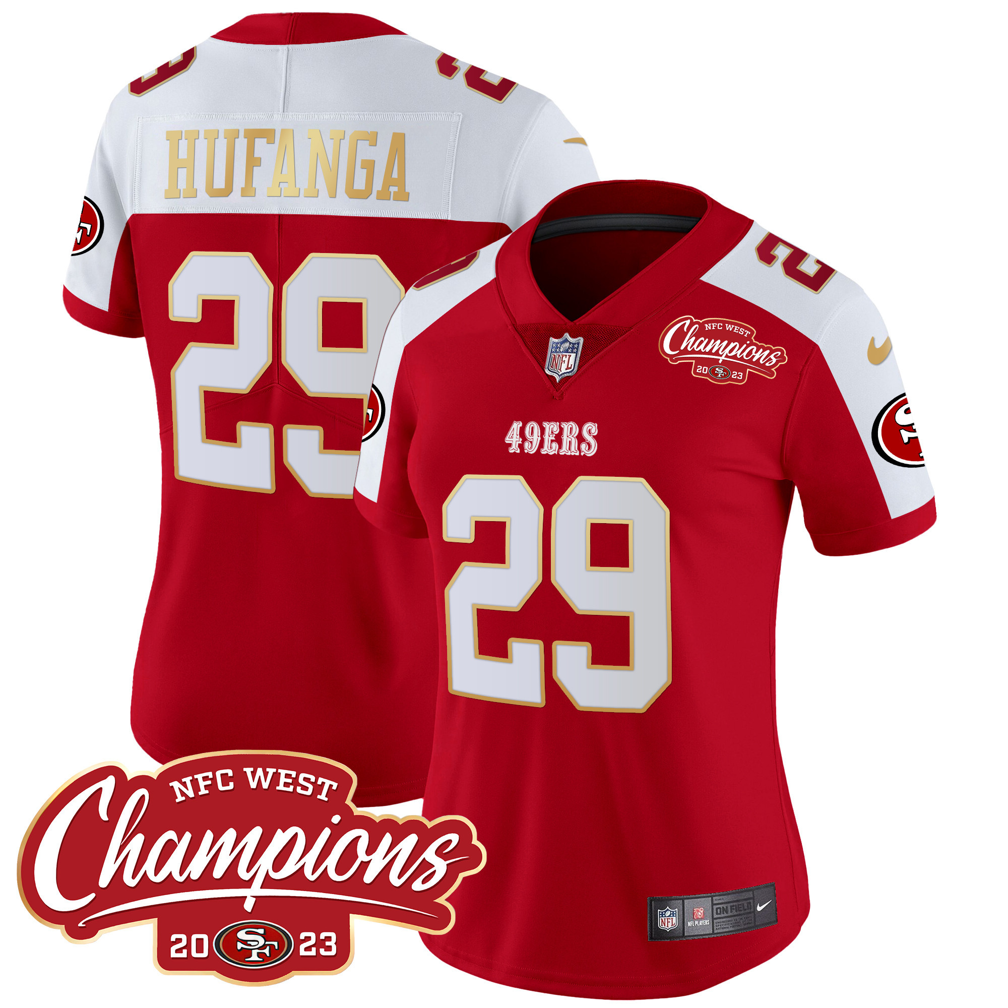 Women's Talanoa Hufanga San Francisco 49ers NFC West Champions Gold Trim Vapor Alternate Jersey - All Stitched
