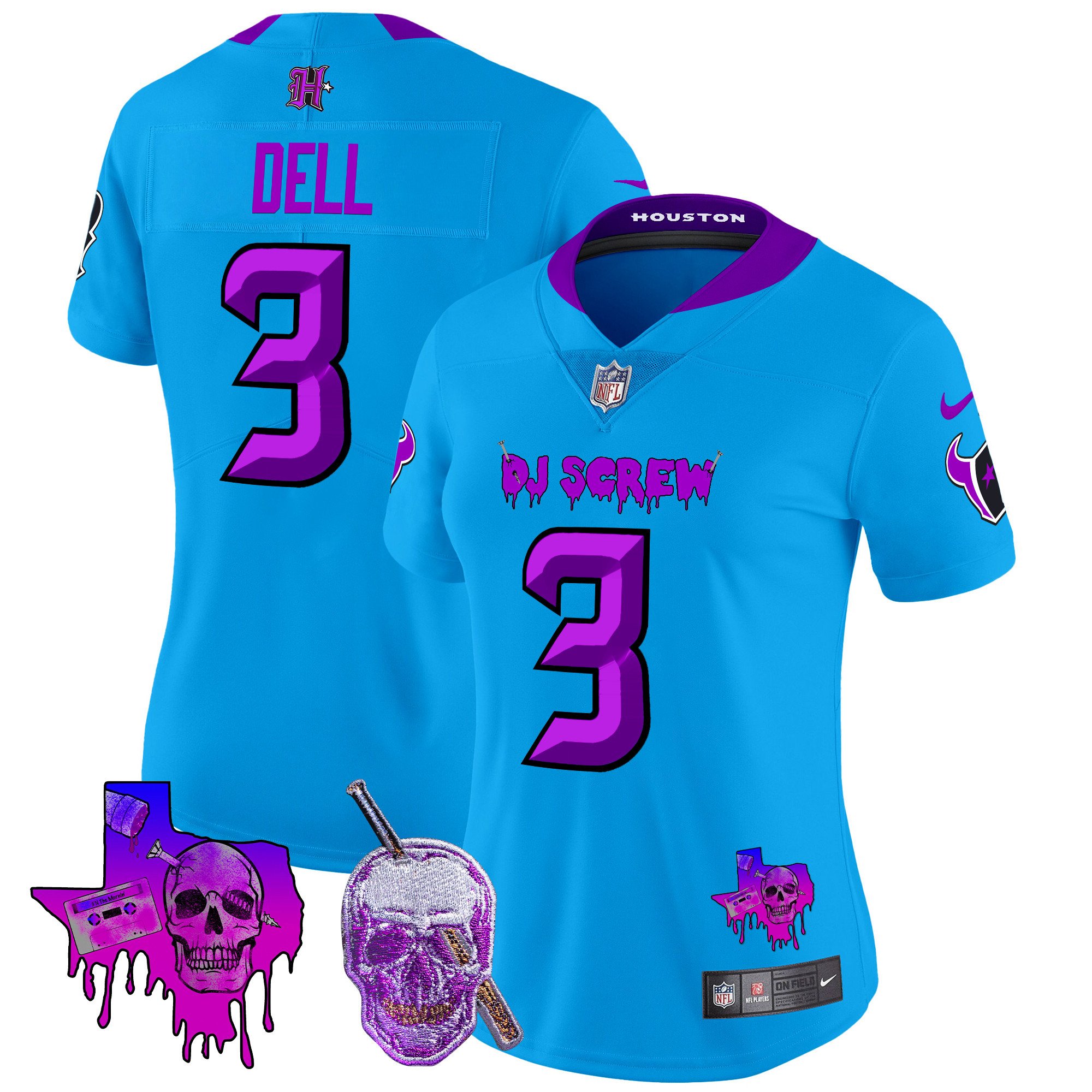 Women's Tank Dell Houston Texans DJ Screw Vapor Limited Blue Jersey - All Stitched
